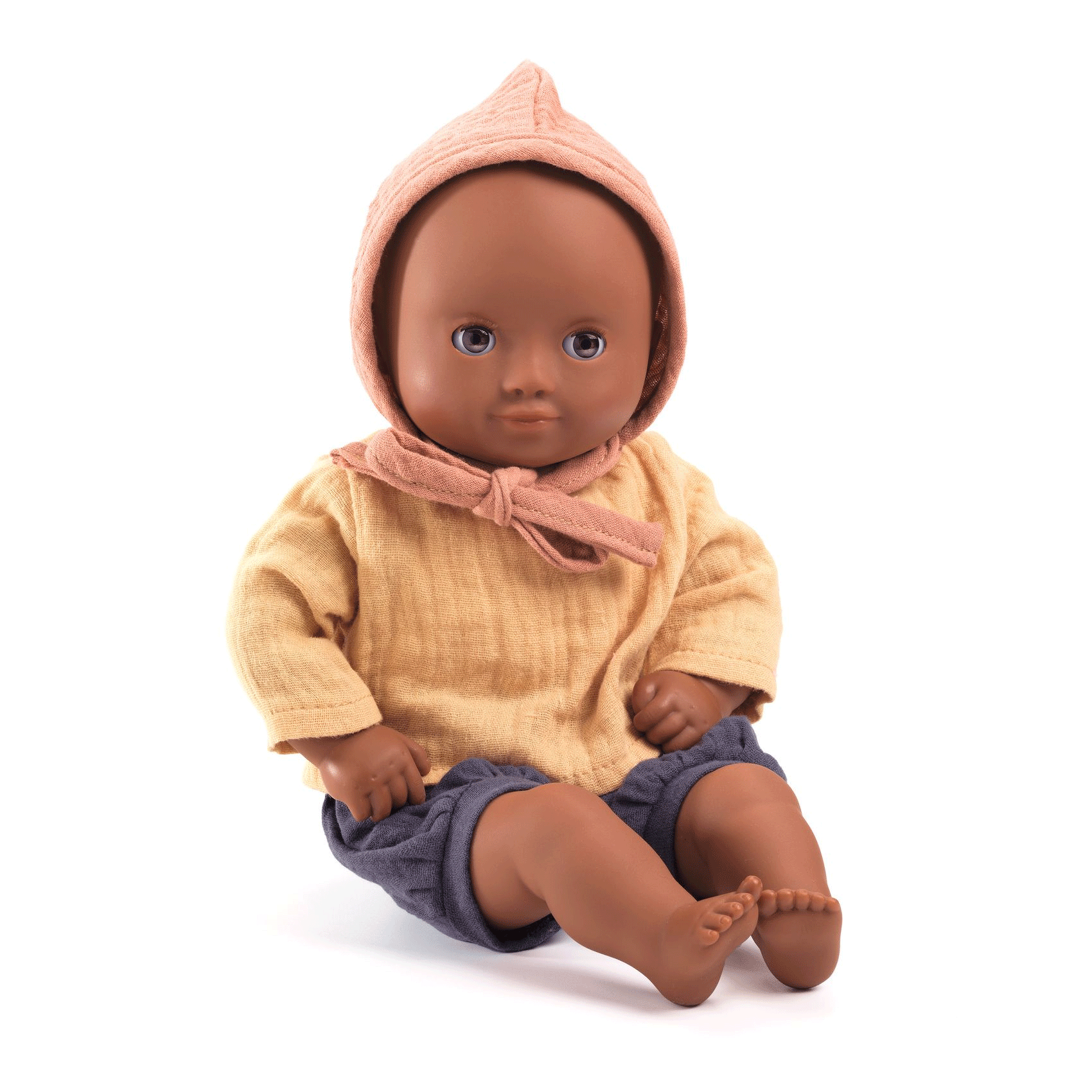Pomea Mimosa Baby Doll by Djeco - Soft & Cuddly Plush Toy for Toddlers & Kids | Perfect for Pretend Play, Nursery Decor & Gift Giving