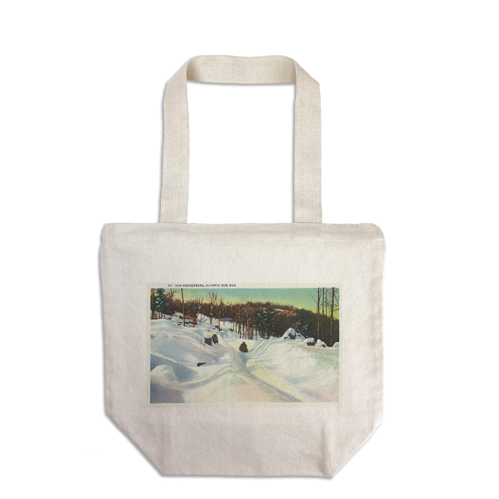 Lake Placid Olympic Bobsled Run View Tote Bag - 100% Cotton Canvas Reusable Shopping Bag | New York Mountain Scenery Gift for Travel Lovers & Sports Enthusiasts