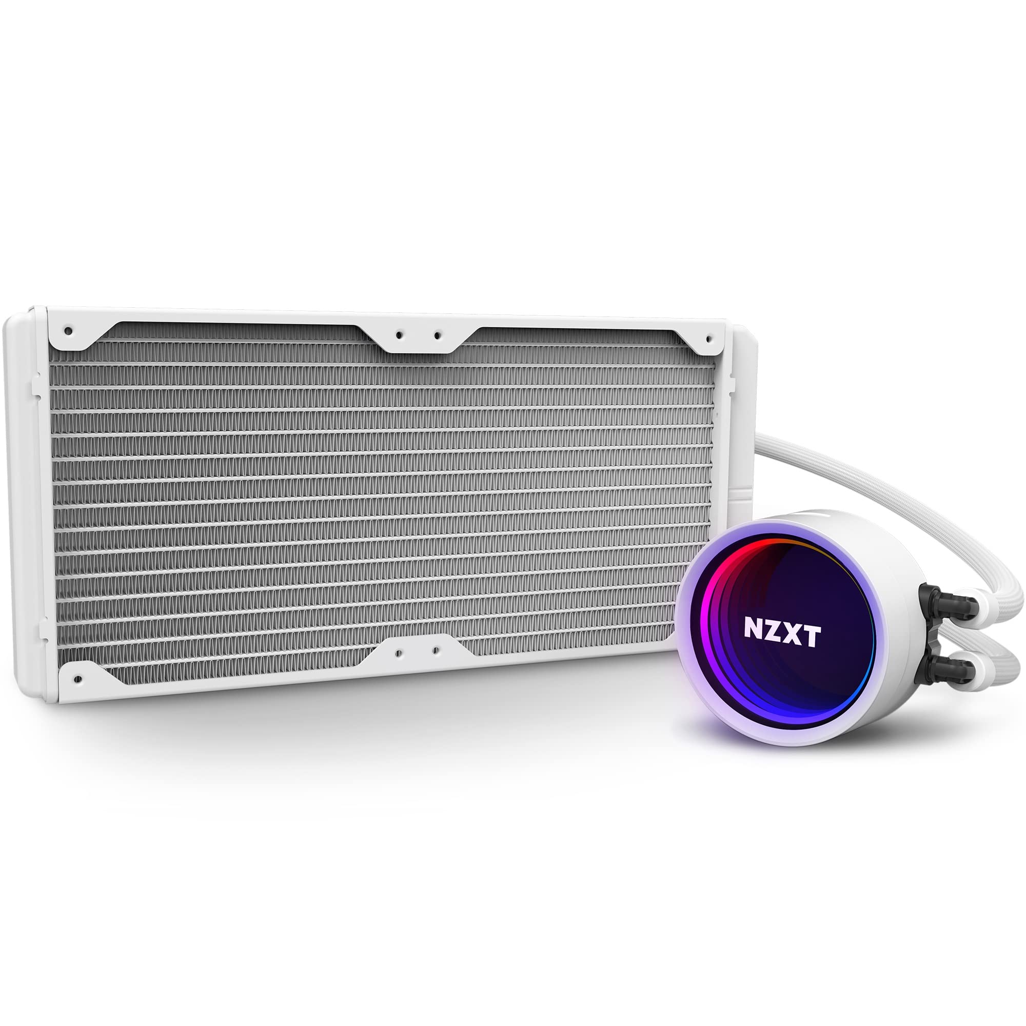 NZXT Kraken X63 RGB 280mm AIO Liquid CPU Cooler - Infinity Mirror Design with RGB Lighting - Includes 2 Aer RGB V2 140mm Fans - White - Perfect for Gaming PCs and High-Performance Workstations