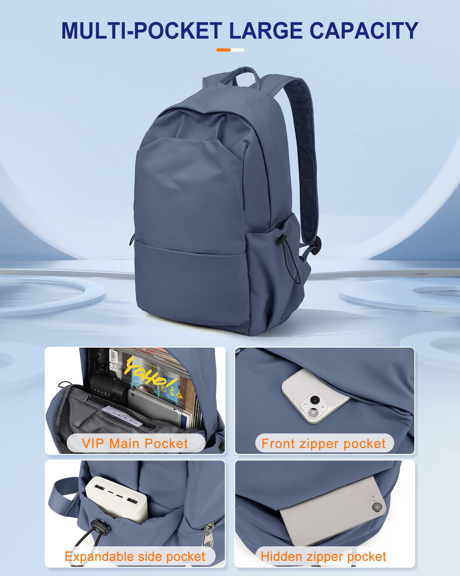 Stylish Lightweight Bluish Purple Backpack for Women & Men - Durable Gym, Casual Daypack & Laptop Bag for College, Work & Travel | Perfect for School, Office, Commuting & Outdoor Adventures