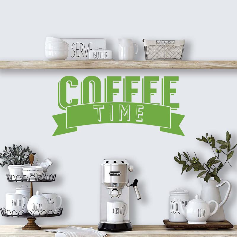 Vinyl Coffee Quote Wall Decal - 'Me Time Coffee' Kitchen & Coffee Bar Decor | Made in USA | Light Green | Perfect for Home, Office & Café Décor