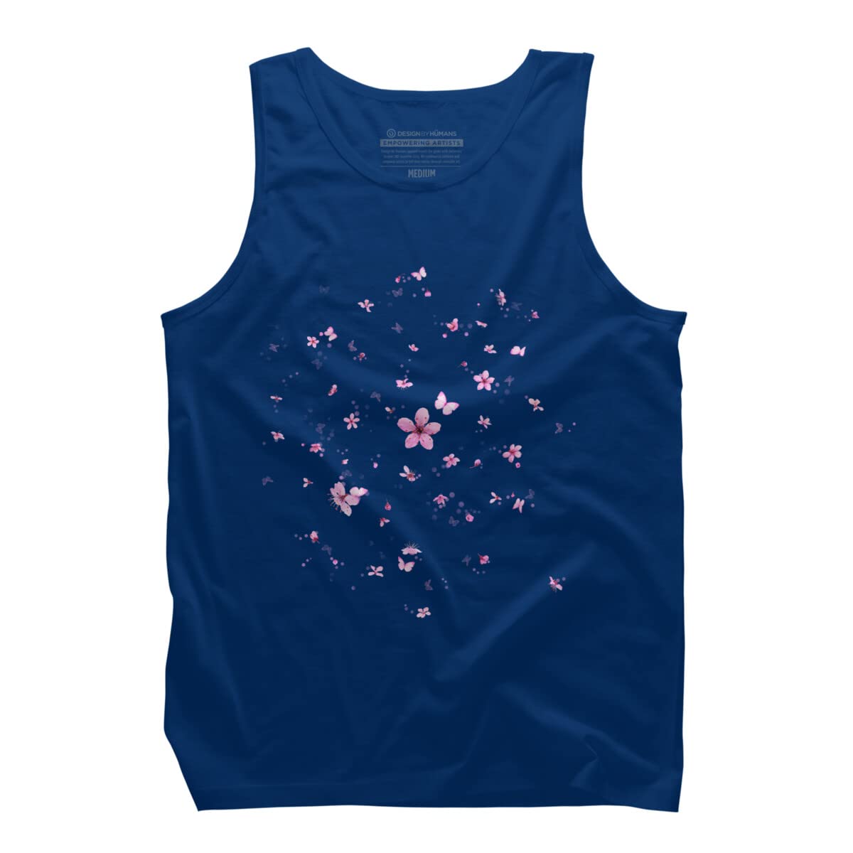 Design By Humans Men's Japanese Cherry Blossoms Breeze Graphic Tank Top - Soft Cotton Casual Tee for Summer Outfits, Streetwear & Anime Fans