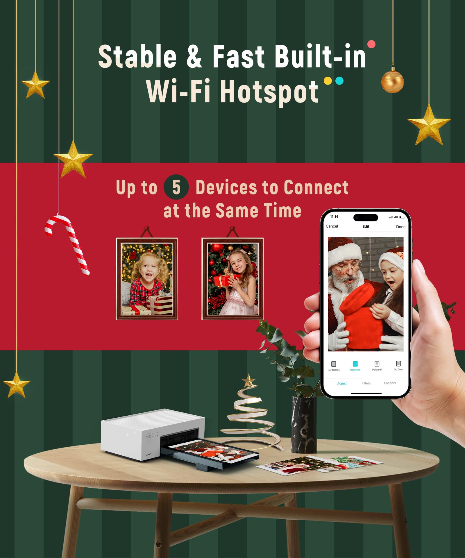 Liene 4x6'' Wireless Photo Printer with Battery & 100 Sheets + 3 Ink Cartridges - Dye Sublimation Printer for iPhone, Android, Smartphones & Computers - Perfect for Travel Photography & Home Printing