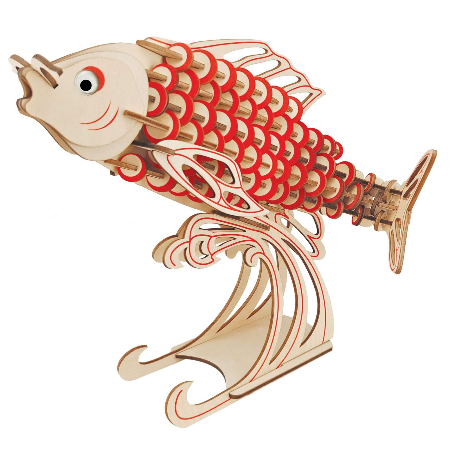 3D Wooden Puzzle Toys for Kids & Adults - DIY Wooden Animal Carp Model Puzzle Kit, Educational STEM Building Toy for Boys & Girls - Perfect Gift for Birthday & Christmas - Fun Home & Classroom Activity