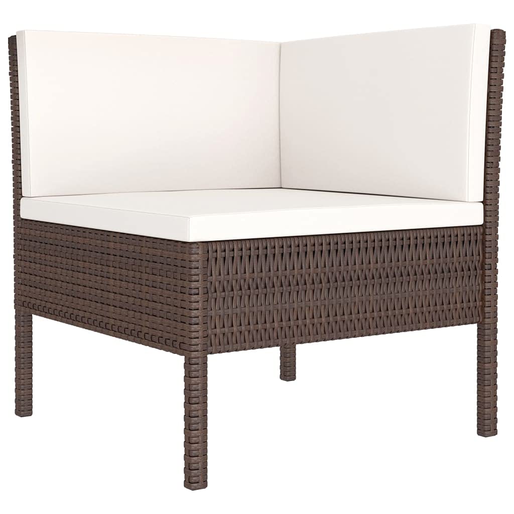 3-Piece Brown Poly Rattan Garden Lounge Set with Cushions - Outdoor Patio Furniture Sectional Sofa, Loveseat & Coffee Table - Perfect for Backyard, Poolside & Garden Relaxation