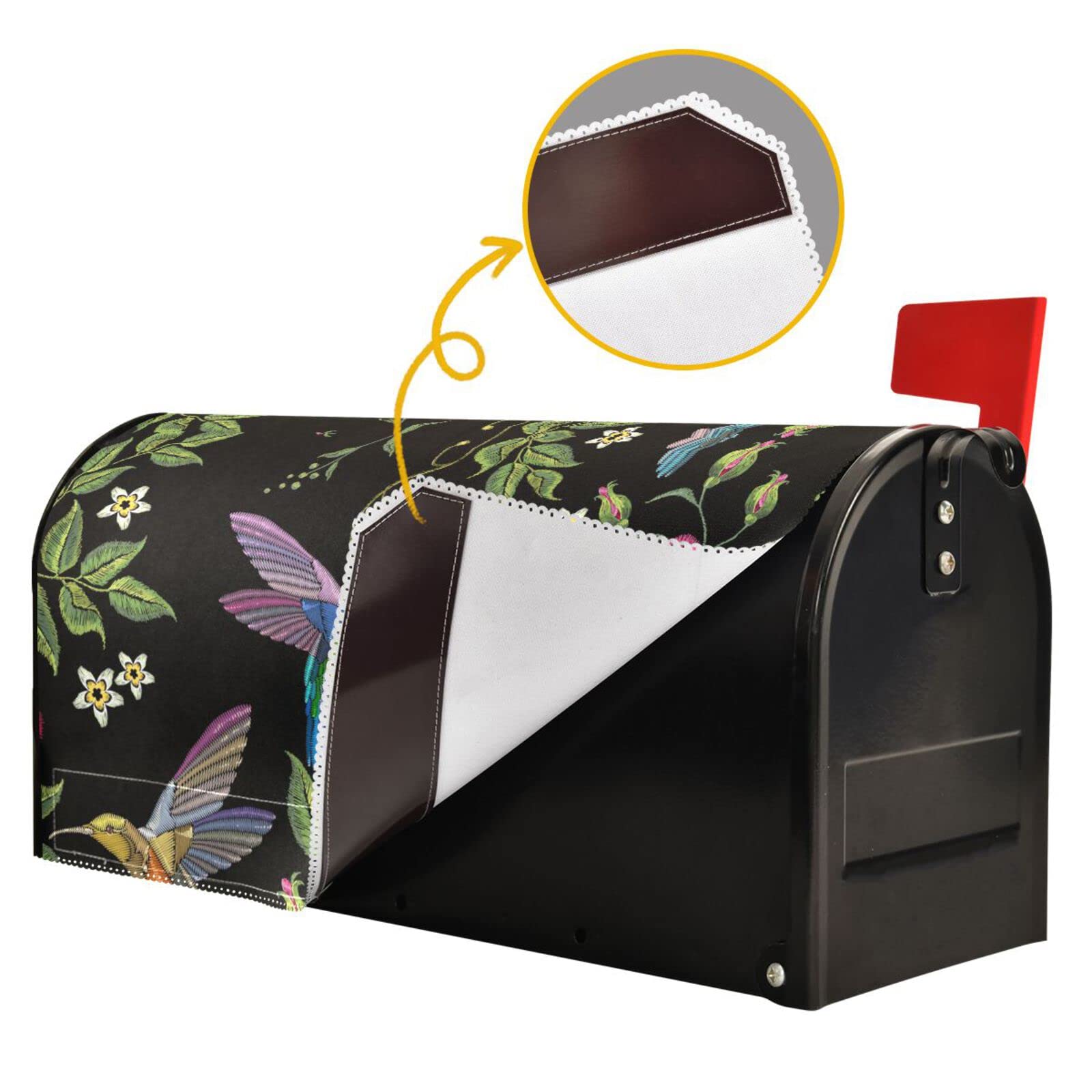25.5 x 21 Inch Magnetic Mailbox Cover with Tropical Leaf & Hummingbird Design - Weatherproof Decorative Mail Wrap for Outdoor Mailbox Protection | Perfect for Home, Garden & Front Yard Decor