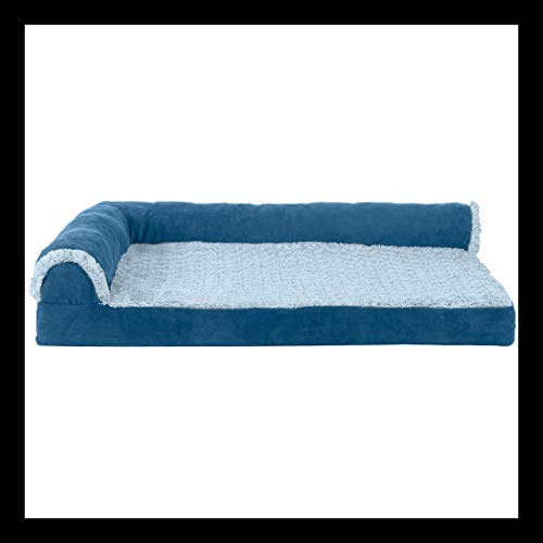 (Two-Tone Faux Fur & Suede) Marine Blue
