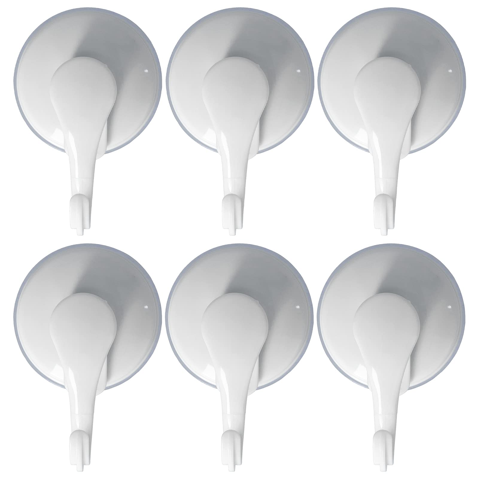 Reusable Suction Cup Hooks - 6PCS White Vacuum Suction Hangers for Shower, Kitchen, Window, Bathroom - Perfect for Hanging Towels, Robes, and Organizing Small Items