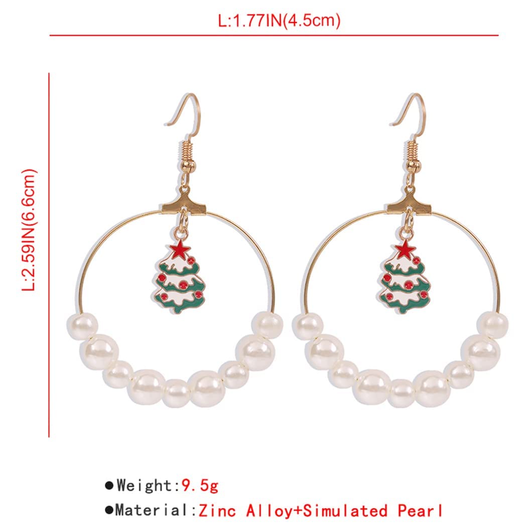 Gangel Elk Dangle Earrings with Pearls - Elegant Christmas Jewelry for Women & Girls | Perfect for Holiday Parties, Gifts & Festive Occasions (1 Pair)