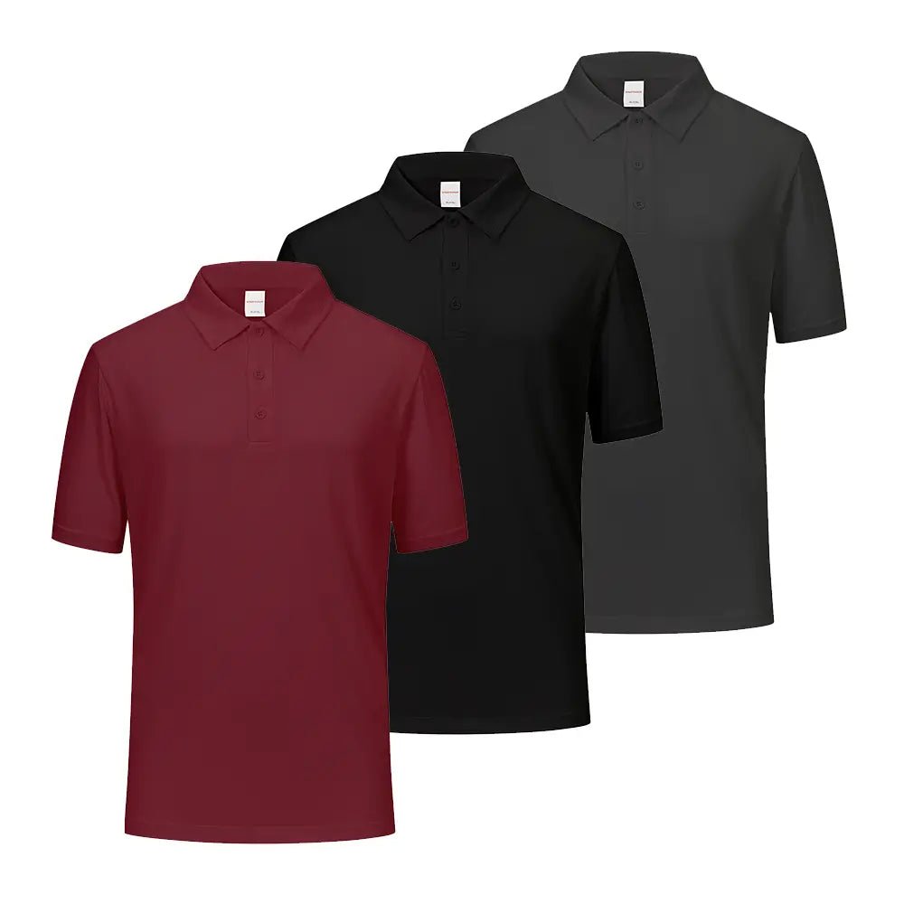 3 Pack Moisture-Wicking Performance Short Sleeve Golf Shirts for Men - Breathable Quick-Dry Athletic Polo Tops - Perfect for Golf, Tennis & Casual Wear