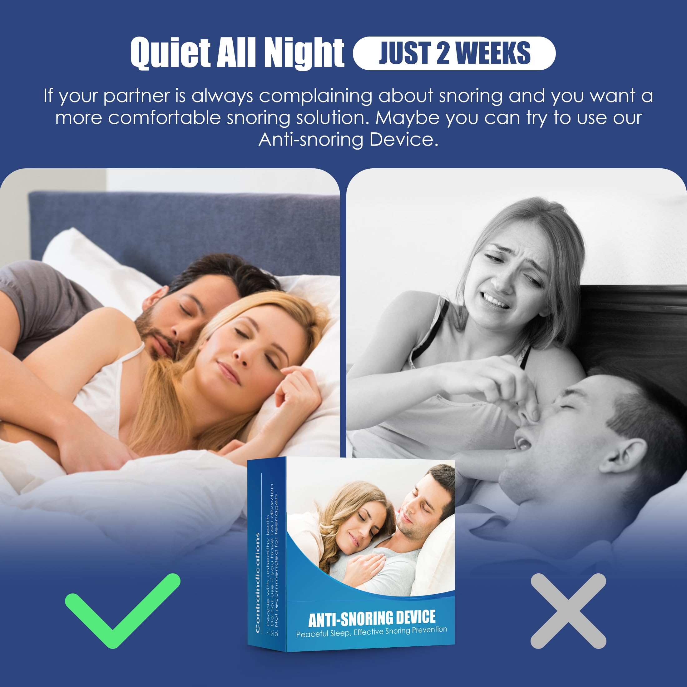 Anti Snoring Mouth Guard for Teeth Grinding at Night - Reusable Snoring Solution for Men & Women - Comfortable Fit & Adjustable Size - Perfect for Sleep Apnea Relief & Better Sleep (Model G9012)