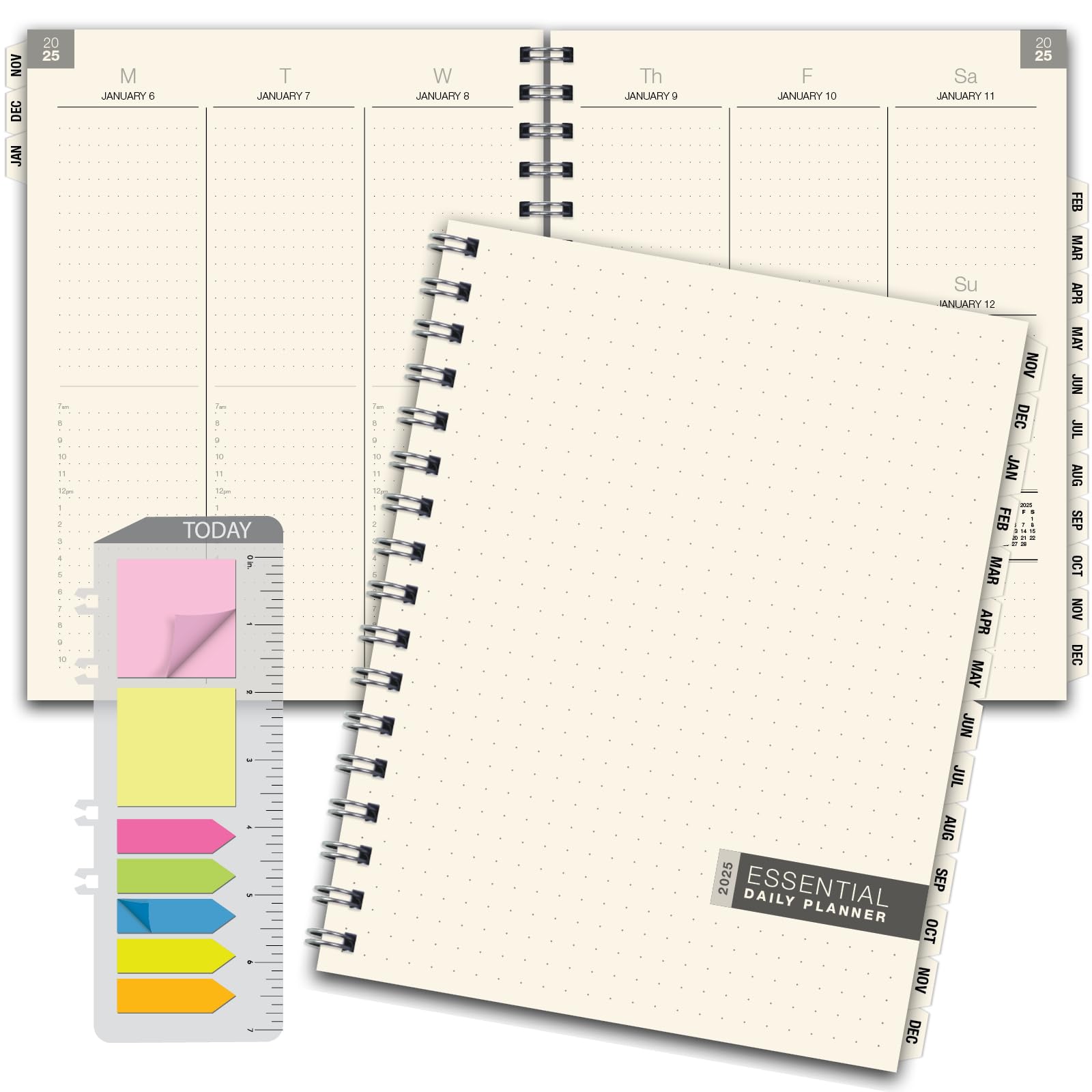 2025 Monthly Weekly Planner with Tabs - 8.5