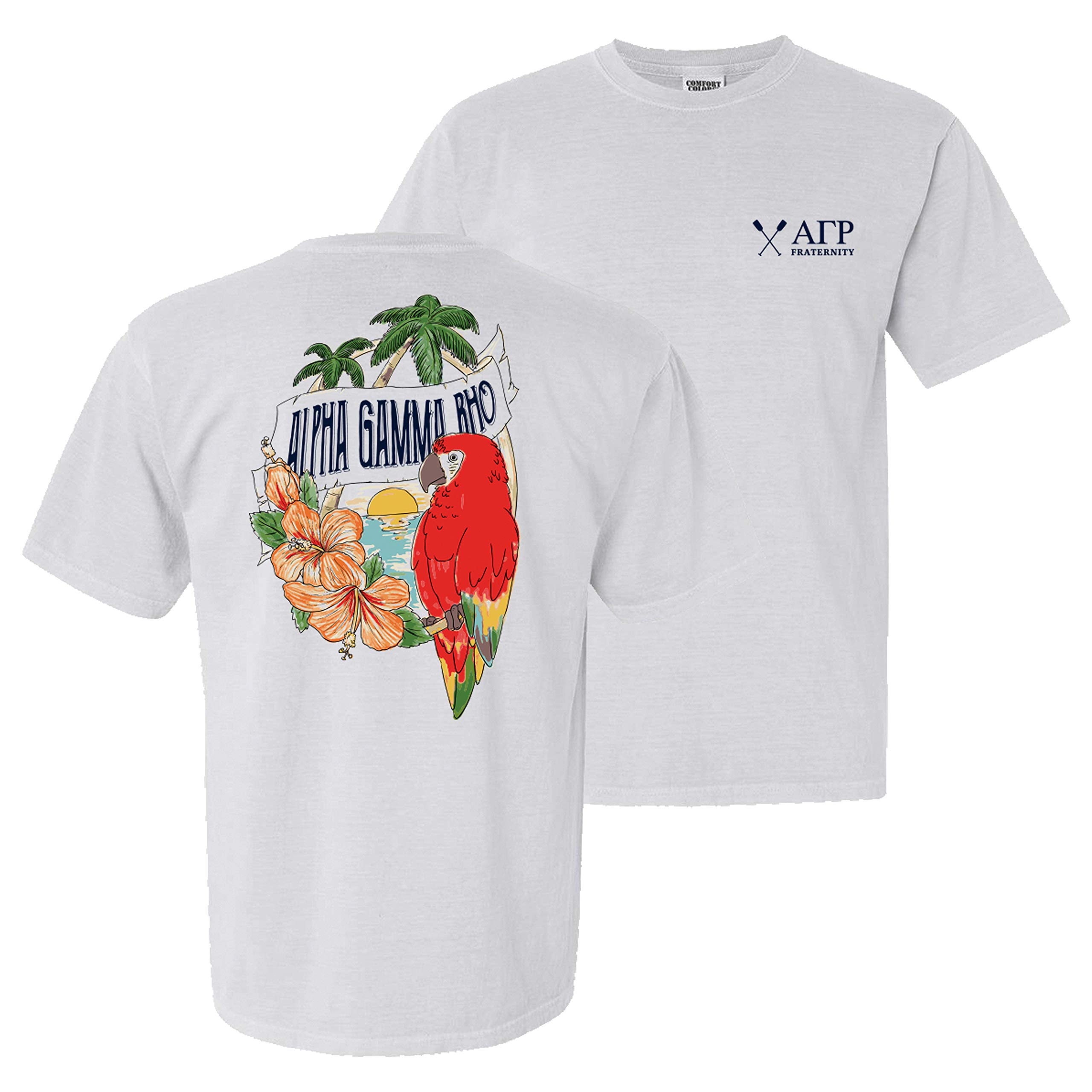 Alpha Gamma Rho AGR Fraternity Comfort Colors Tropical T-Shirt - Soft Cotton Greek Letter Tee for College, Campus, and Summer Outings