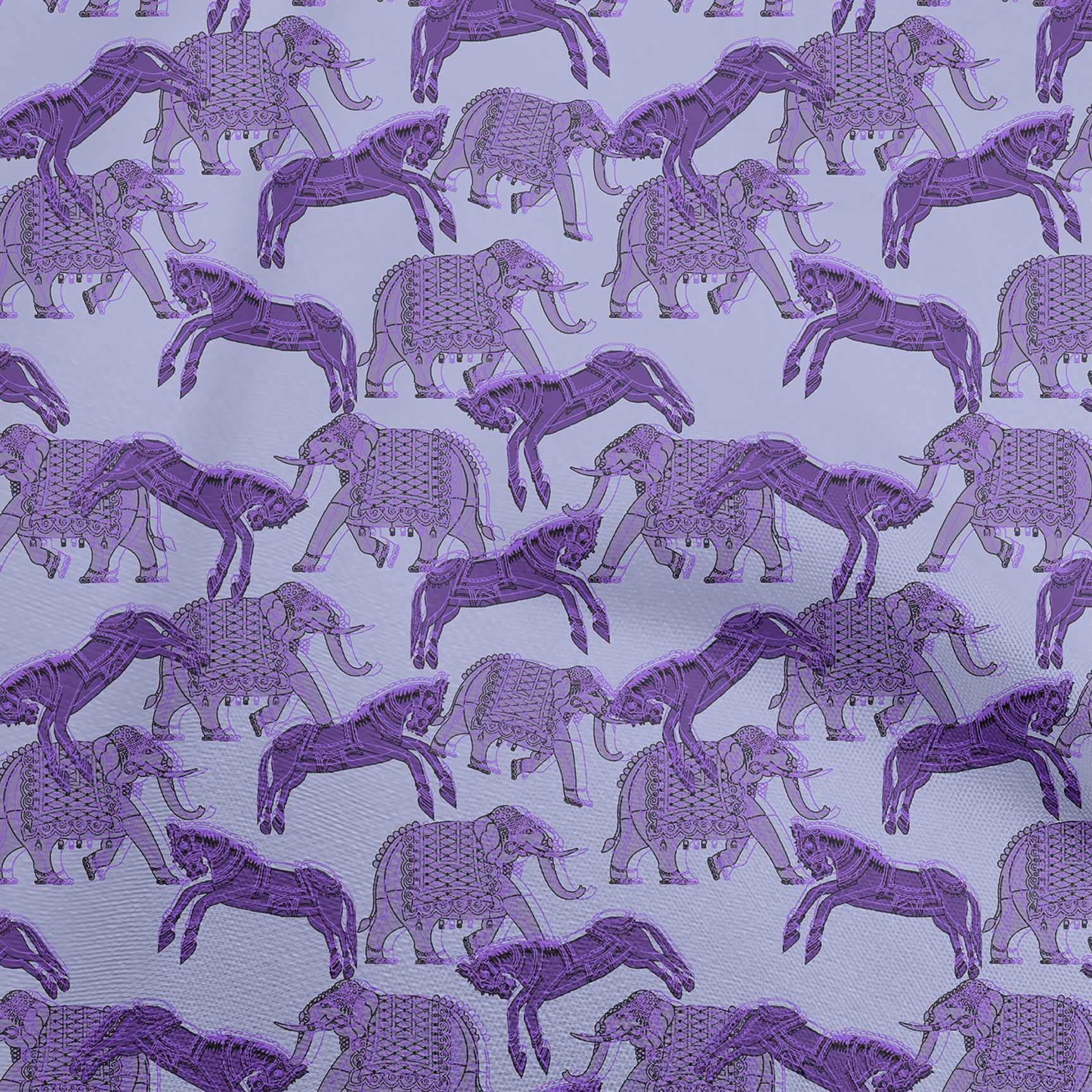 oneOone Rayon Violet Elephant Print Fabric - 56 Inch Wide DIY Sewing Material for Clothing, Quilting & Home Decor | Premium Printed Fabric by The Yard