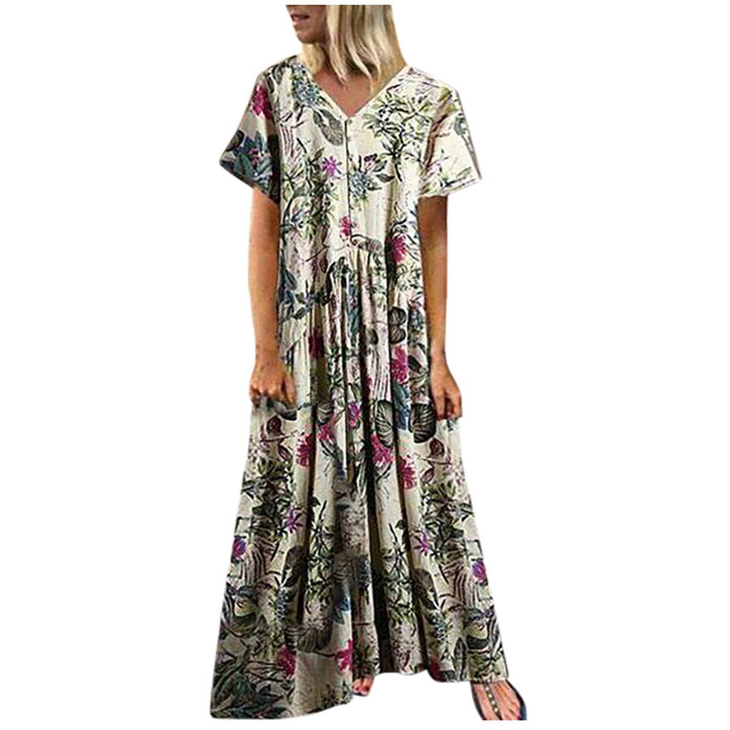 Plus Size Boho Dresses for Women - Long & Short Sleeve Crew Neck Summer Maxi Dress with Pockets | Casual Beach Wear, Vacation Outfit, Party Dress