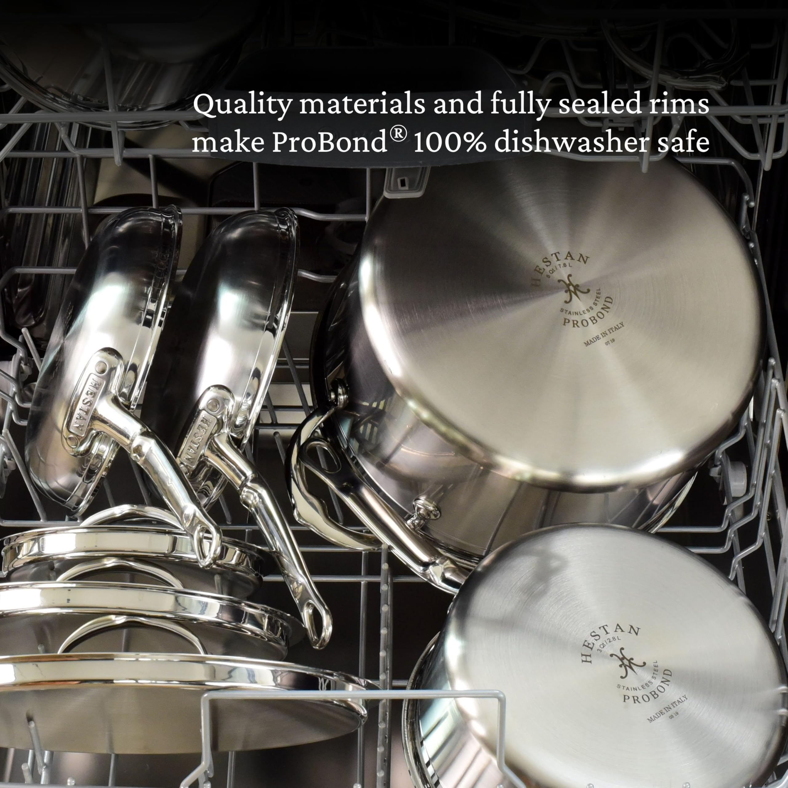 Hestan ProBond Professional Clad Stainless Steel Soup Pot - 3 Quart Induction Cookware for Home & Restaurant Use - Perfect for Soups, Stews & Pasta Cooking
