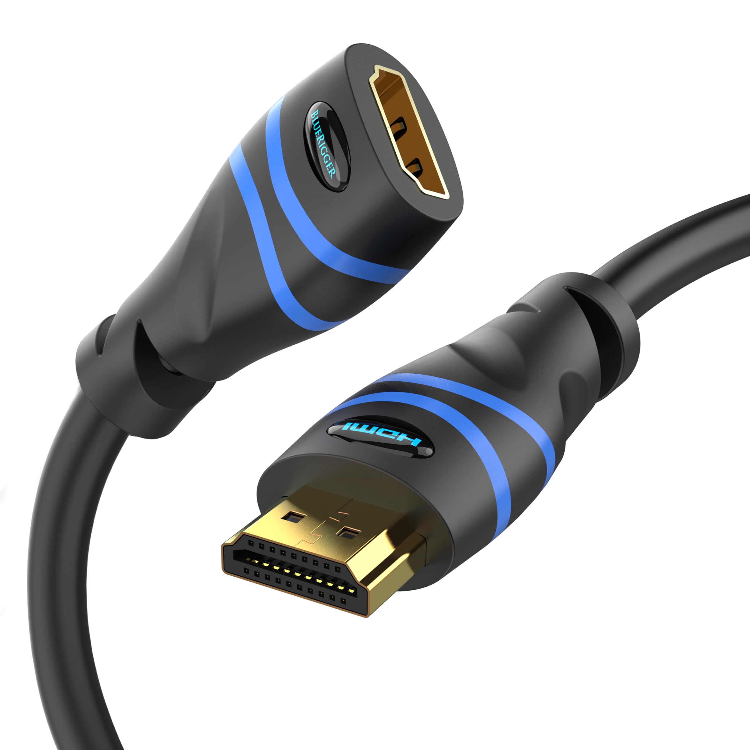 BlueRigger HDMI Extension Cable Male to Female 4K Compatible - 1.5FT for TV Stick, Chromecast, Nintendo Switch, Xbox, PS4, Blu-ray Player, HDTV, Laptop | Perfect for Home Theater, Gaming & Office Setup