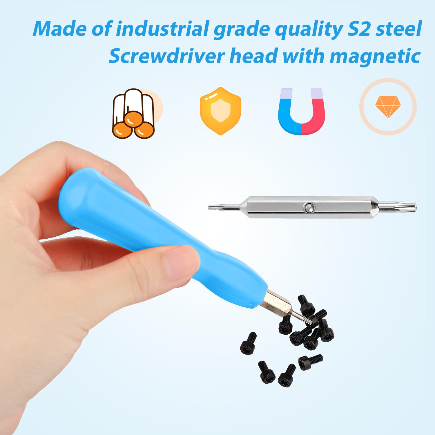 Video Doorbell Screwdriver Set - Double-Ended T6 & T15 Torx Screwdriver with Handle for Battery Replacement & WiFi Reset (Blue) - Perfect for Ring, Nest & Smart Doorbell Installation & Maintenance