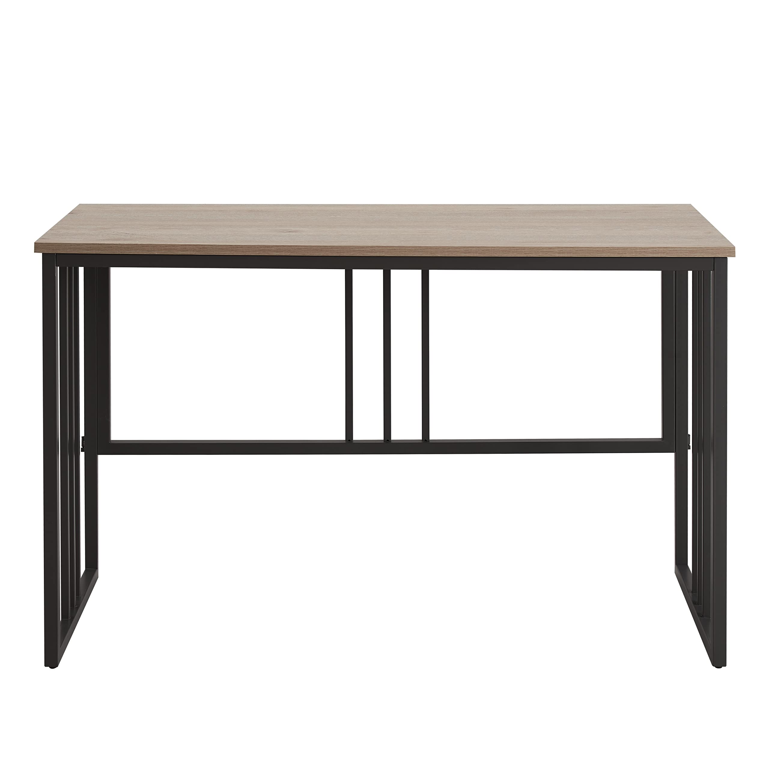 Leick Home Collapsible Slatted Mission Writing Computer Desk - Space Saving Folding Desk for Small Spaces, Home Office & Bedroom - Fully Assembled White Oak/Gunmetal (70001-WOGM) - Perfect for Apartments, Dorms & Workspaces