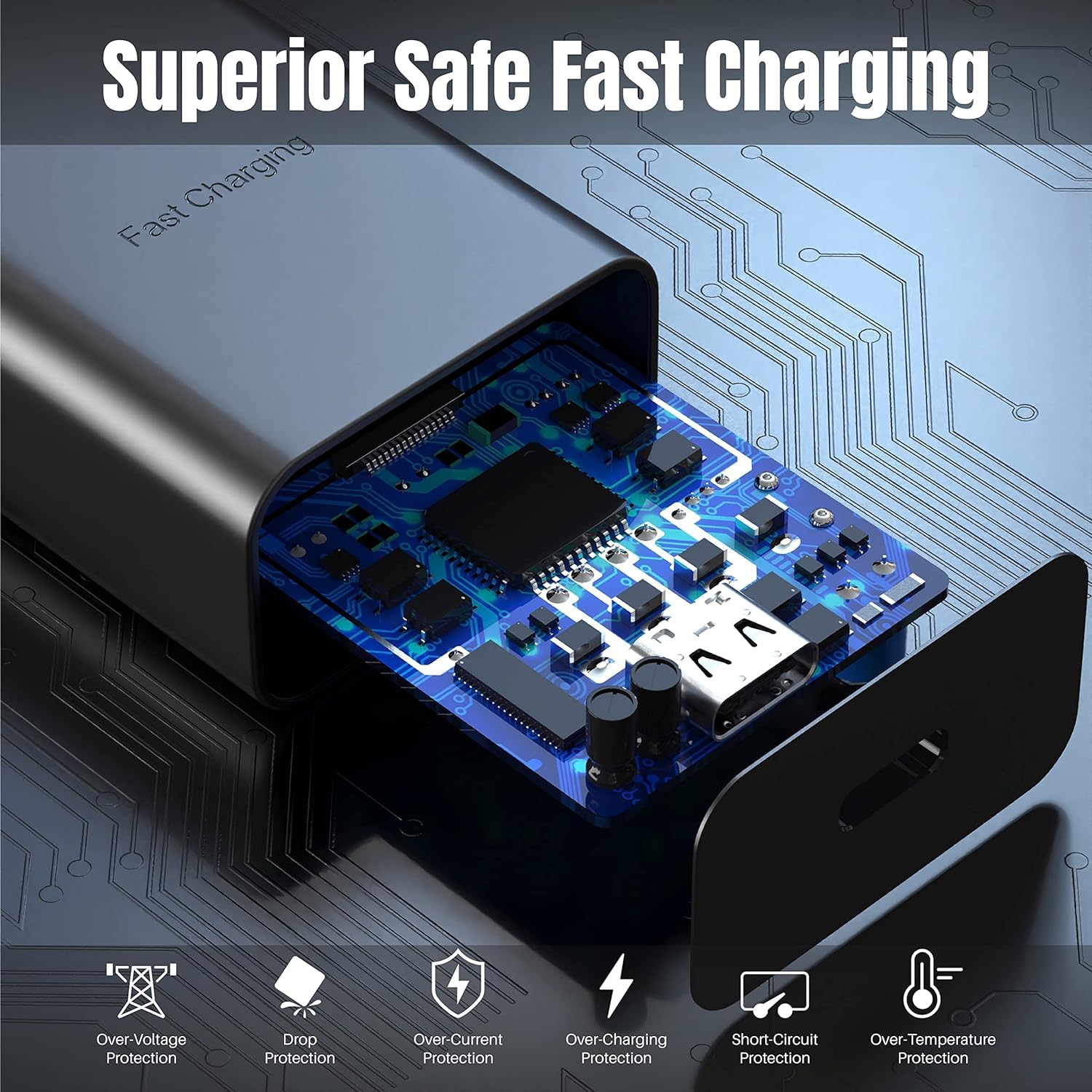 45W Super Fast USB C Charger Block & 10ft Type C Cable for Samsung Galaxy S25/S24/S23/S22/Z Fold 3/4/5 & iPhone 15/16 - Rapid Charging for Home, Office & Travel