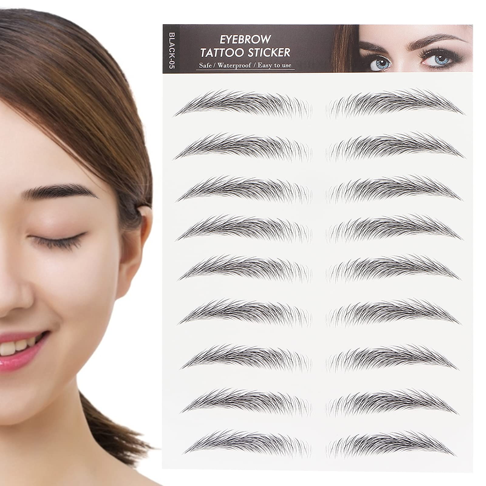Long Lasting Eyebrow Tattoo Stickers - Waterproof & Smudge-Proof Temporary Eyebrow Transfers for Women (Black-05) | Perfect for Daily Makeup, Cosplay, and Special Occasions