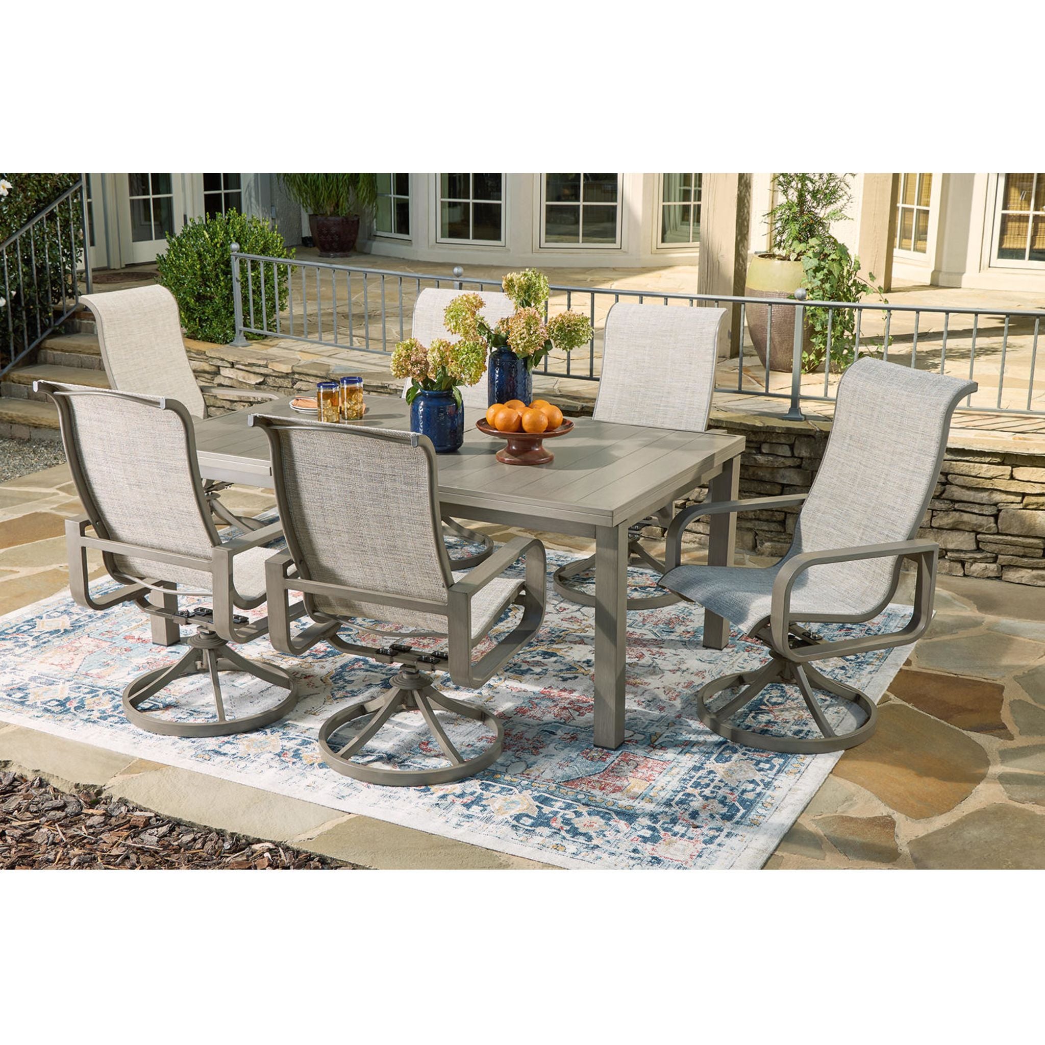 7-Piece Beige Outdoor Dining Set for Beachfront & Patio - Waterproof Wicker Furniture with Cushions for Backyard, Poolside & Garden