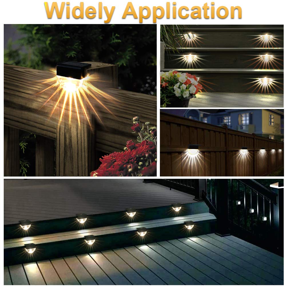 Solar Deck Lights Outdoor Waterproof - 10 Lumens Warm White & Color Changing LED Solar Step Lights for Stairs, Yard, Garden Pathway, Patio & Fences (2 Pack) | Energy-Efficient Landscape Lighting for Nighttime Safety & Ambience