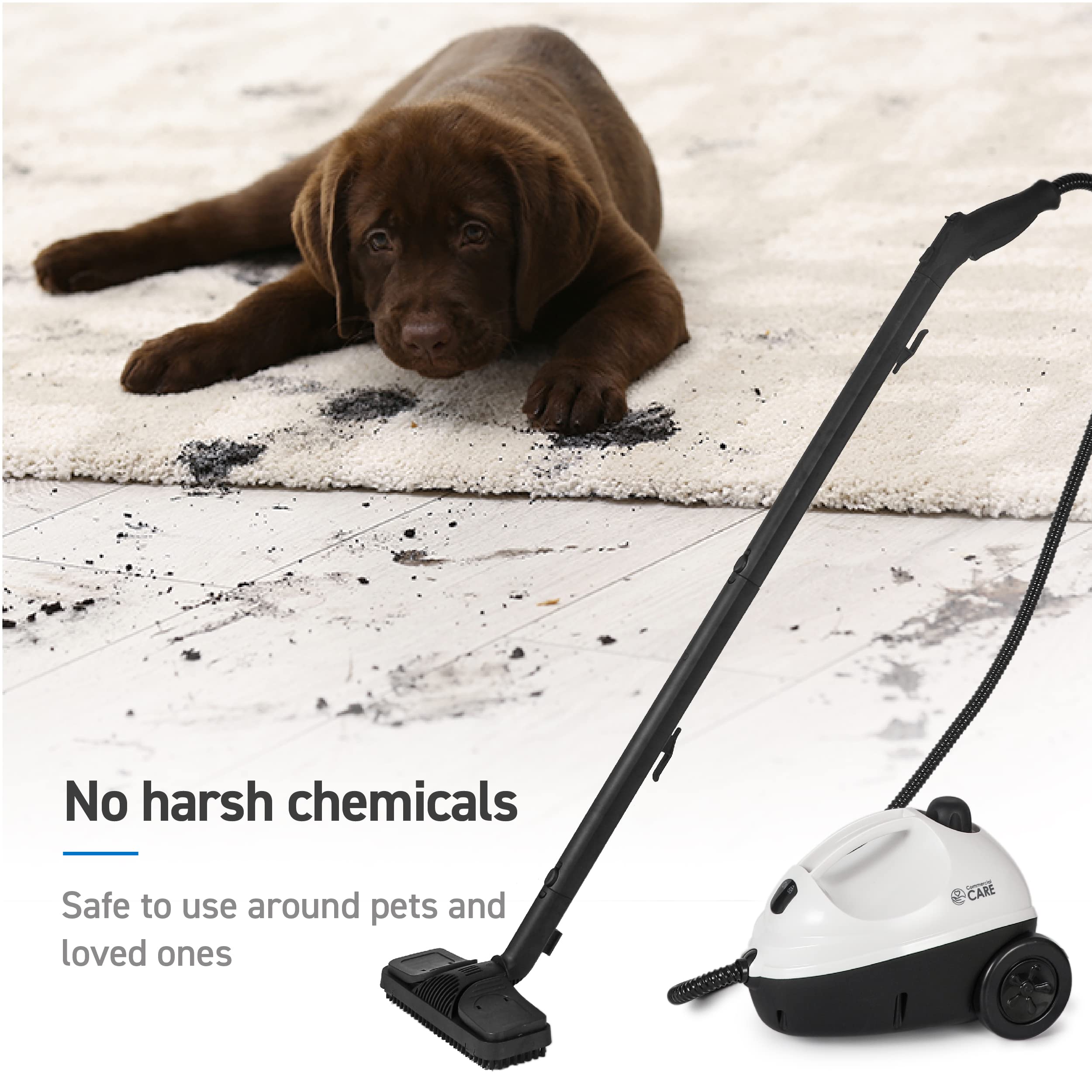 1500W Powerful Steam Cleaner for Clothes, Floors, Carpets & Car Seats - Multipurpose Steamer with Accessory Kit - Portable Home & Auto Cleaning Solution for Stains, Odors & Sanitizing