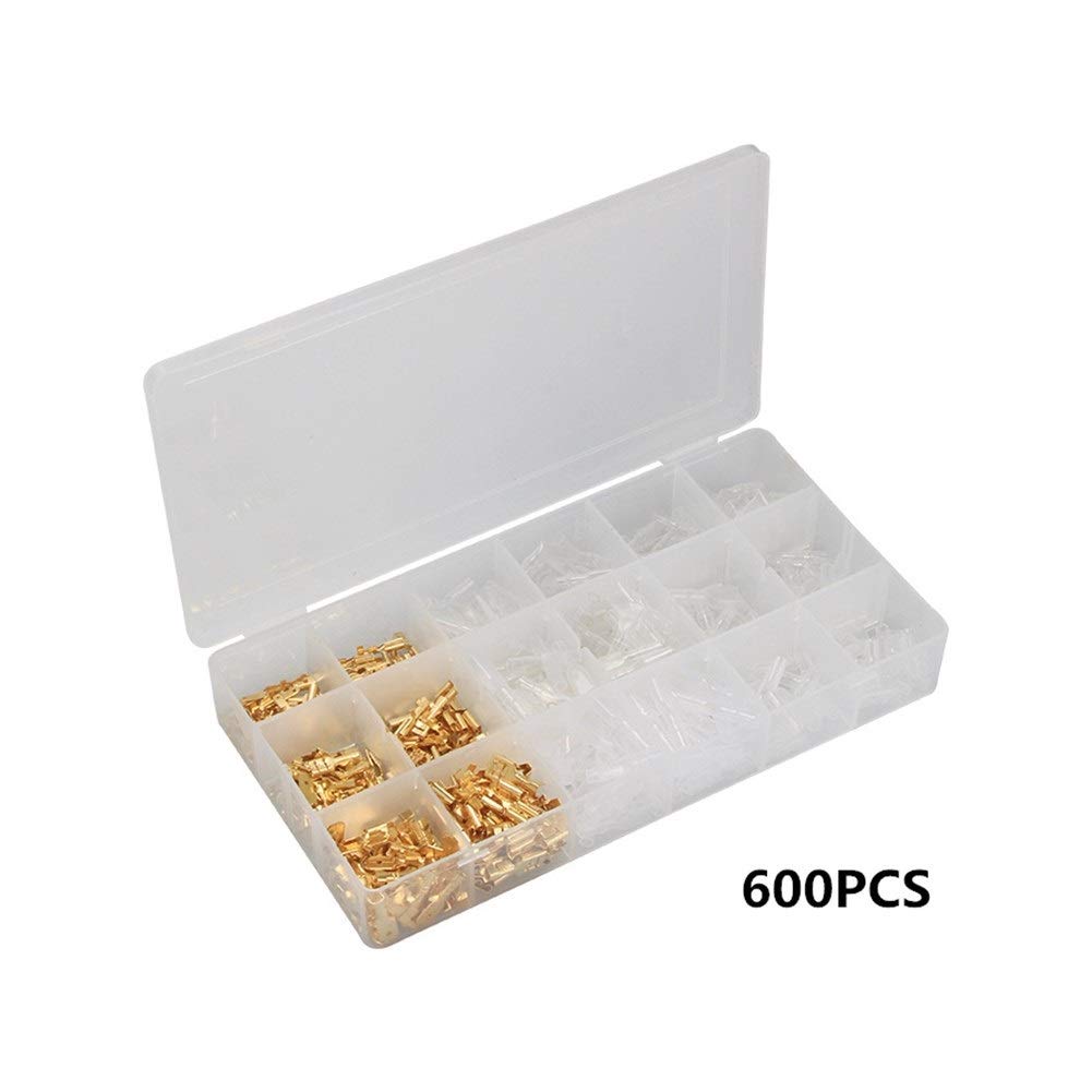 600PCS Electrical Connector Kit - 2.8/4.8/6.3mm Spade Terminals for Auto & Home Wiring