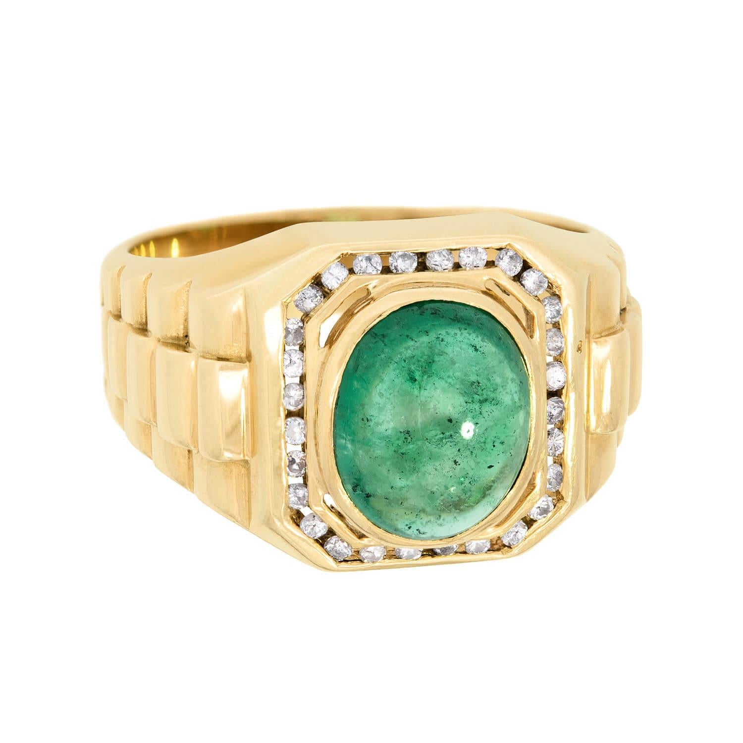 Vintage 18k Gold Emerald and Diamond Ring for Women - Elegant Jewelry Gift for Engagement, Anniversary & Special Occasions