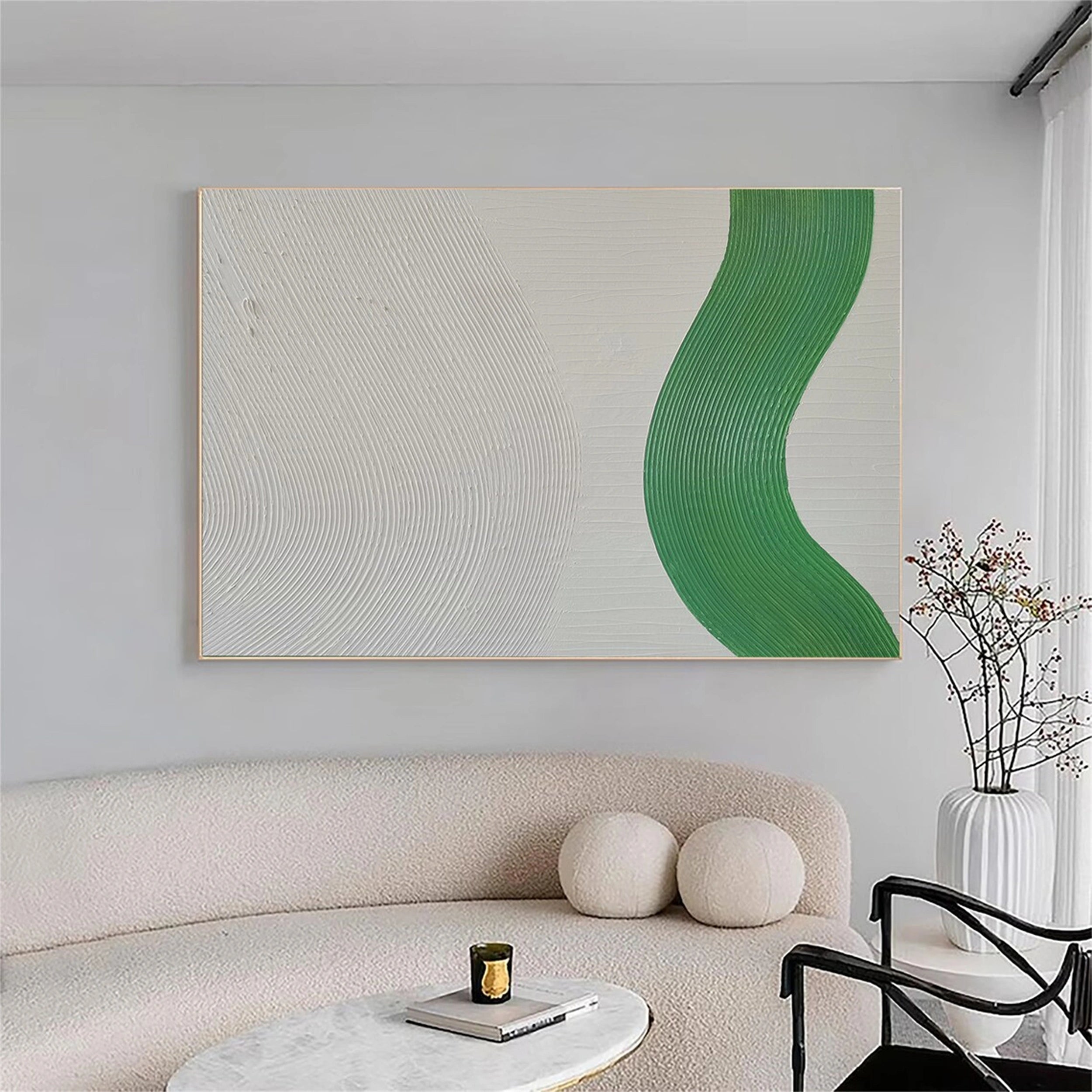 Blue & Green Abstract Wall Art Painting #BG017 - Modern Canvas Print for Living Room, Bedroom & Office Decor