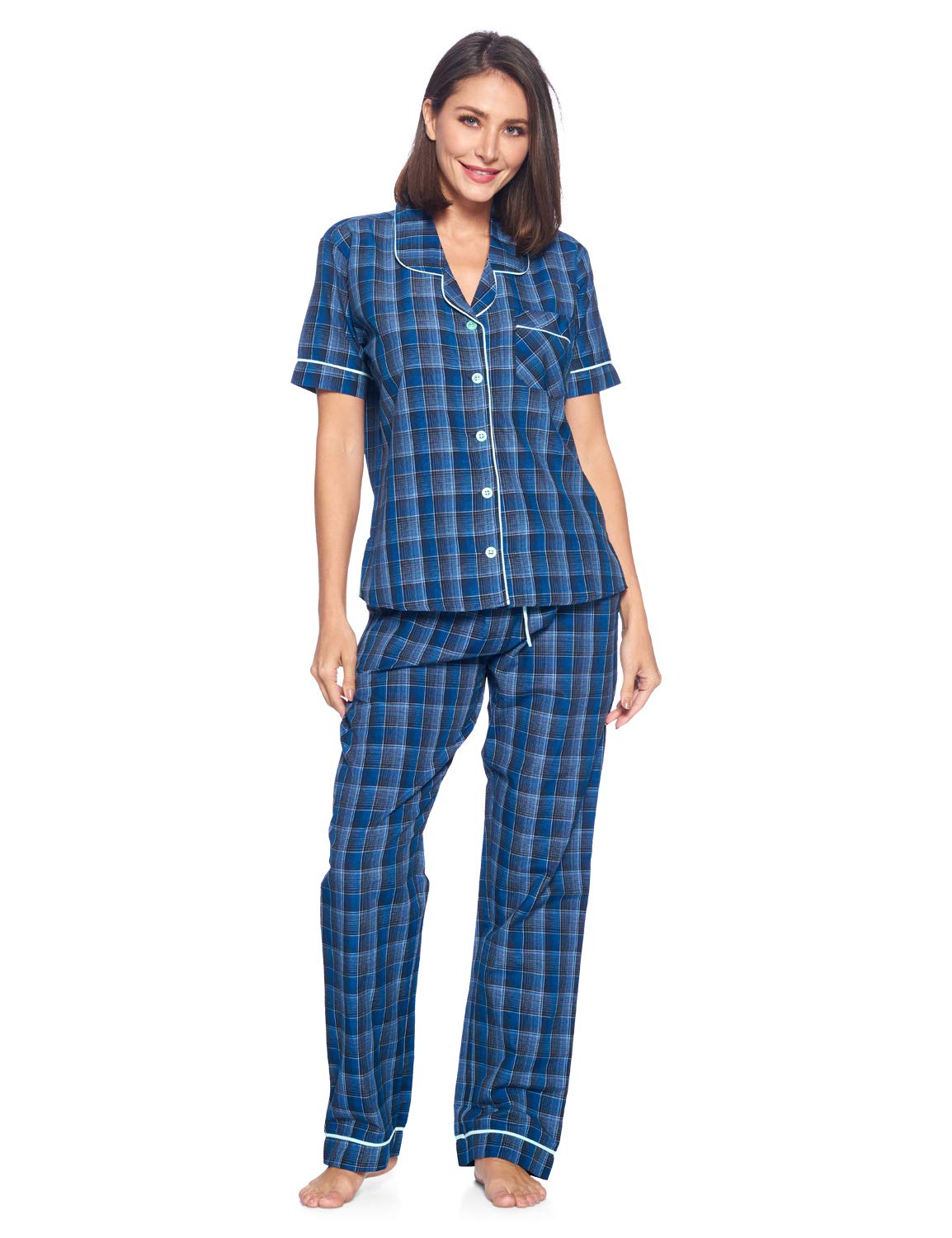 Ashford & Brooks Women's Plaid Woven Pajama Set - Soft Button-Down Sleepwear & Loungewear 2-Piece PJ Set | Perfect for Cozy Nights & Relaxing at Home