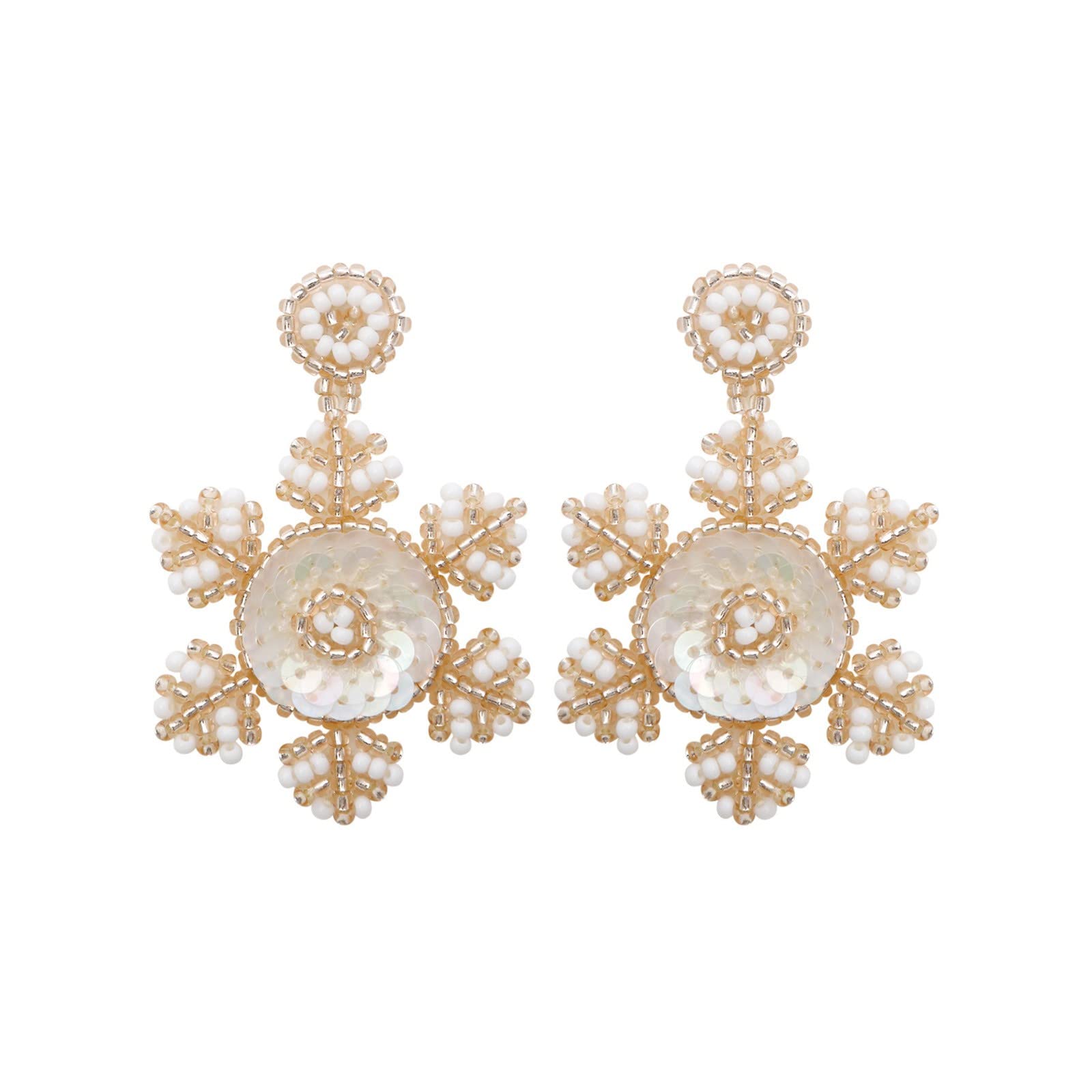 Christmas Tree Stud Earrings for Women - Festive Holiday Jewelry with Bells & Snowflakes Charms - Perfect for Xmas Parties, Thanksgiving & Gift Giving (White, One Size)