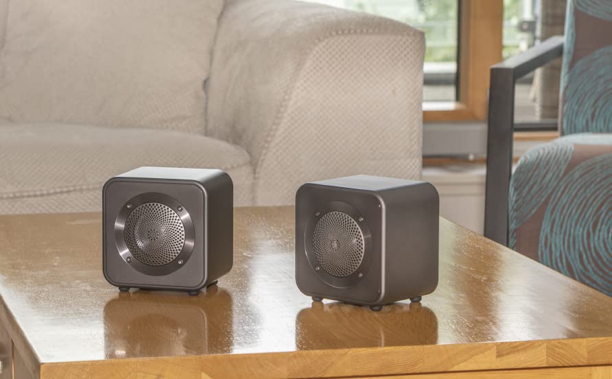 Mitchell Acoustics uStream Go True Wireless Stereo Bluetooth Speakers (Pair) - Gun Metal Finish - Professional Sound Quality for Outdoor, Travel & Home Use