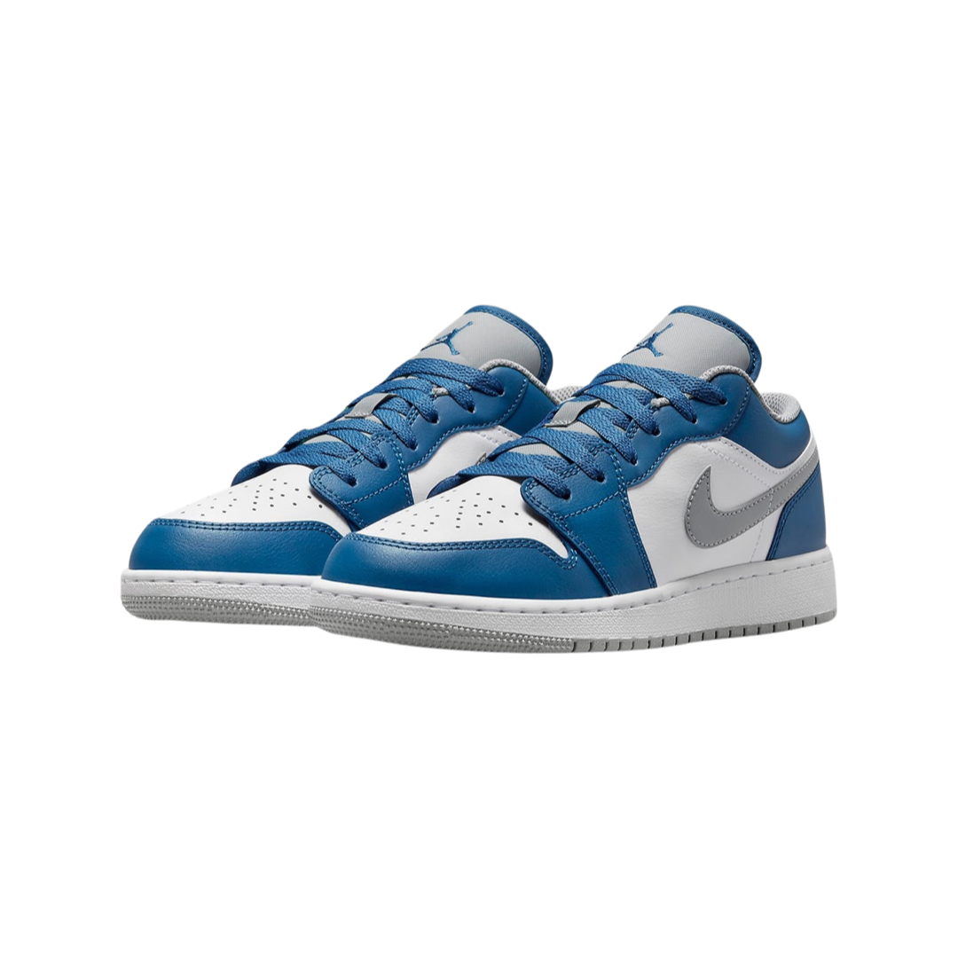 Air Jordan 1 Low GS Sneakers - True Blue, Cement Grey & White Colorway - Perfect for School, Sports & Casual Wear