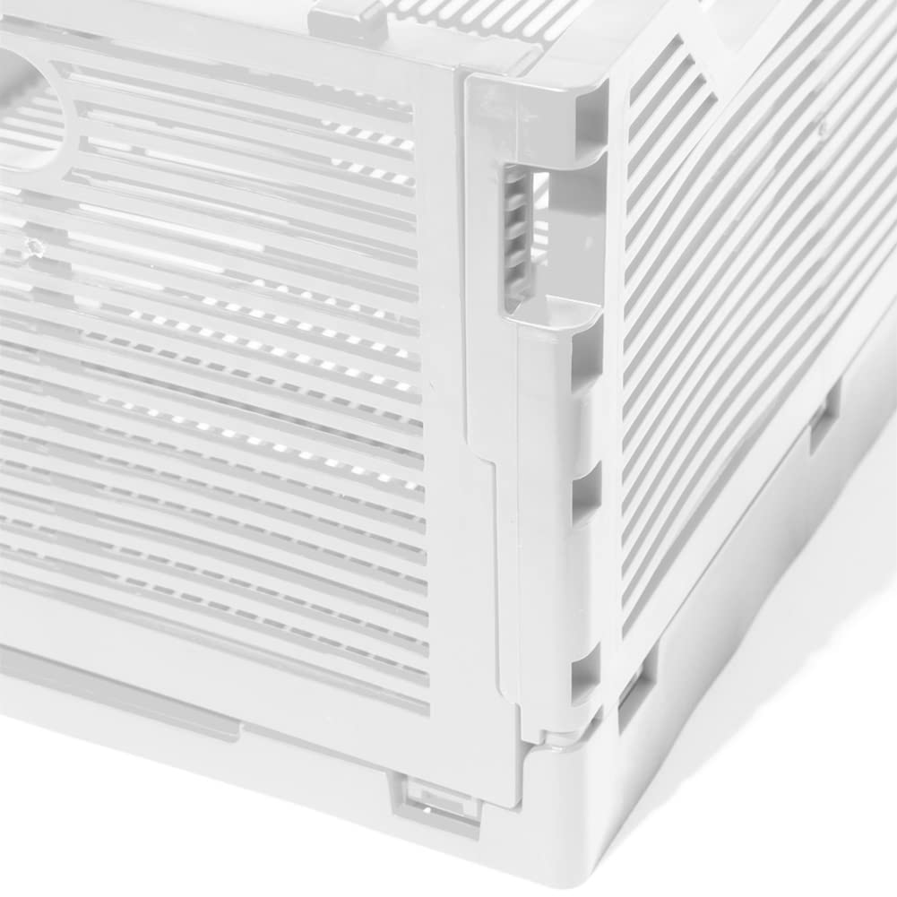 Stackable Folding Storage Crate - White Medium (3-Pack) for Desk Organization, Beauty Supplies & Closet Storage - Perfect for Home, Office & Dorm Room Organization