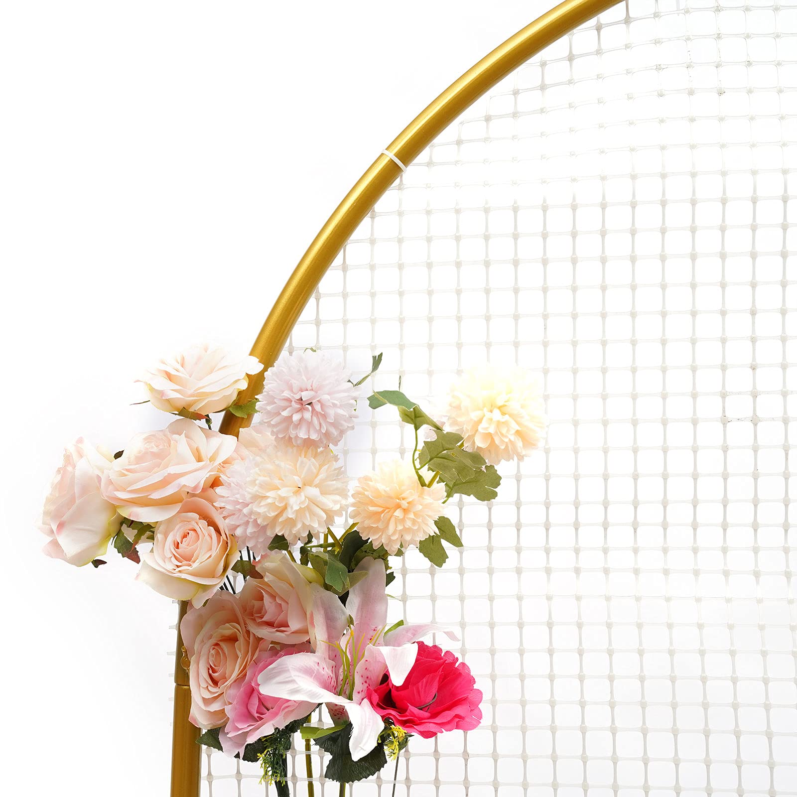 2M Gold Arch Wedding Backdrop Stand Set - Wrought Iron Grid Mesh Arch Frame for Wedding, Party, Mall & Garden Decor - Flower Plant Stand for Indoor/Outdoor Events