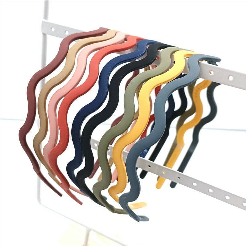6mm Wavy Thin Plastic Headbands with Teeth - Skinny Hair Bands for Women & Girls (12 Pack) - Perfect for School, Work, Sports & Everyday Styling