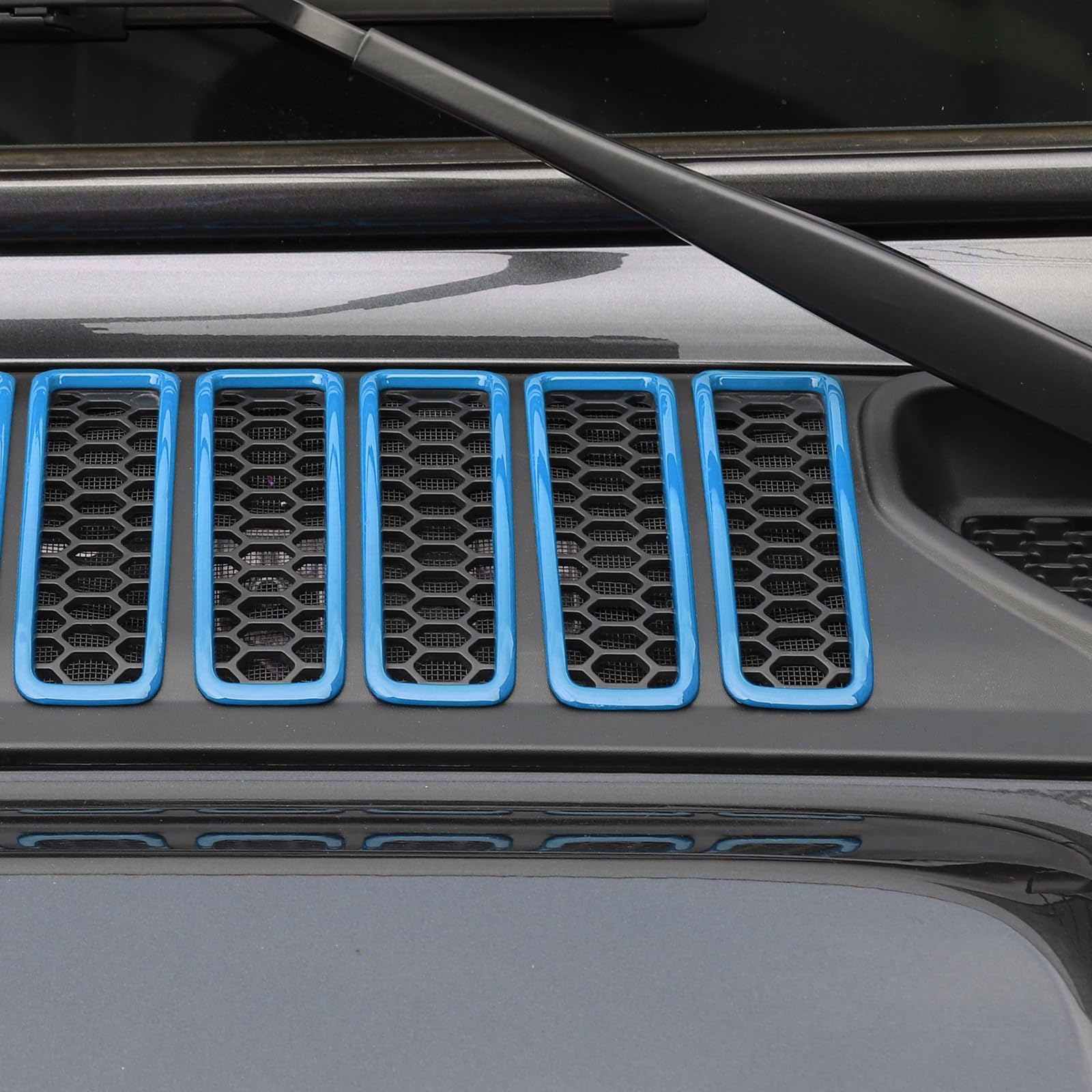 Jeep Wrangler JL JLU & Gladiator JT Hood Vents Cover Trim (2018-2024) - Baby Blue Exterior Accessories 7pcs - Enhance Style & Engine Cooling for Off-Road Adventures