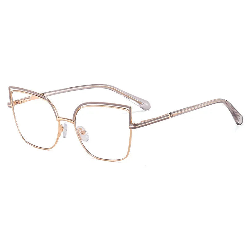 CCspace Women's Full Rim Square Cat Eye Alloy Eyeglasses Frame 301091 - Stylish Retro Glasses for Work, Reading & Fashion Accessories