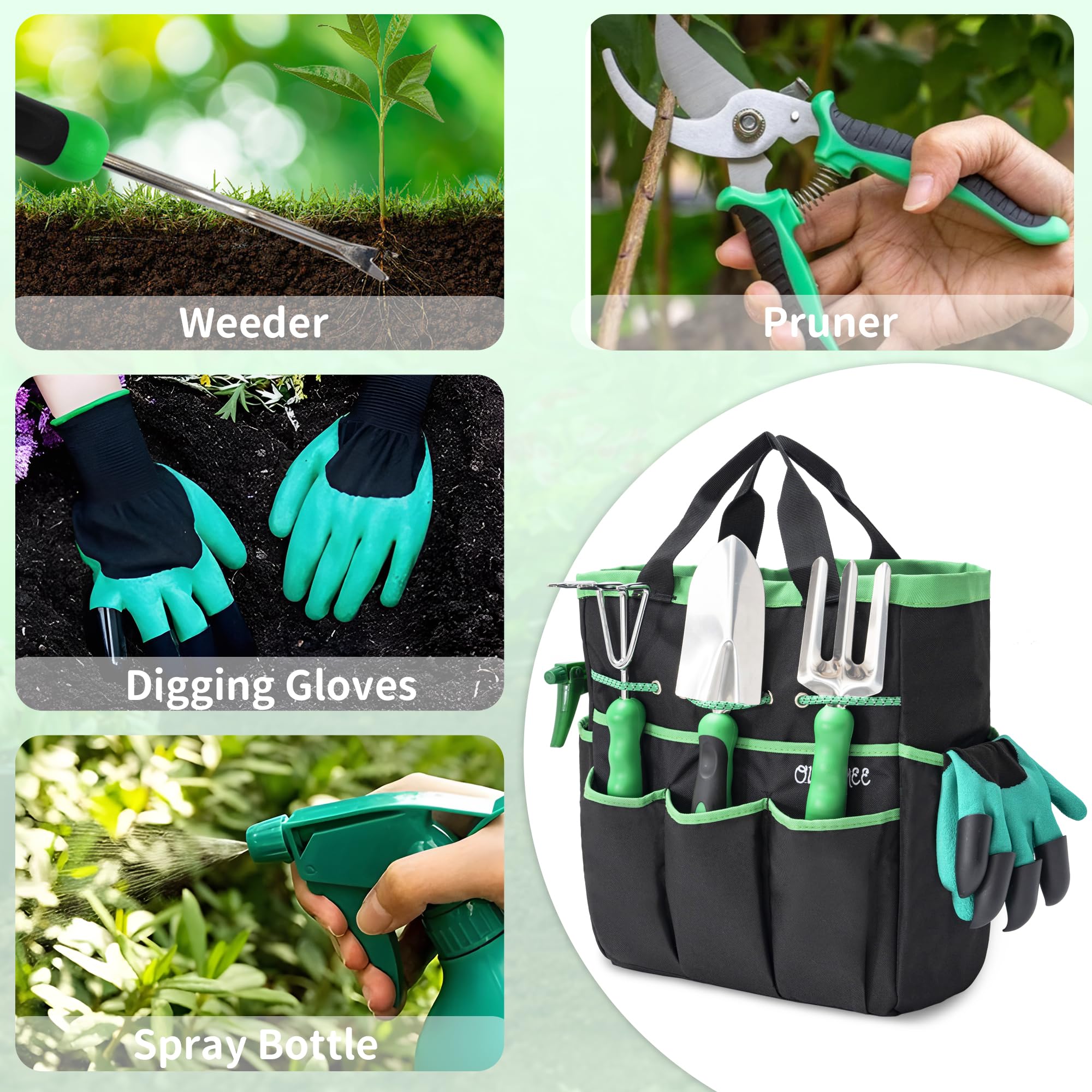 Premium Heavy Duty Stainless Steel Gardening Tool Set with Storage Bag & Gloves - 9-Piece Complete Kit for Planting, Weeding & Landscaping | Perfect for Home Gardeners, Backyard DIY & Outdoor Enthusiasts