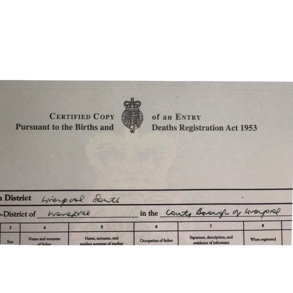 George Harrison Authentic Certified UK Birth Certificate Copy - The Beatles Memorabilia for Collectors & Fans | Perfect for Displays, Gifts & Beatles Enthusiasts