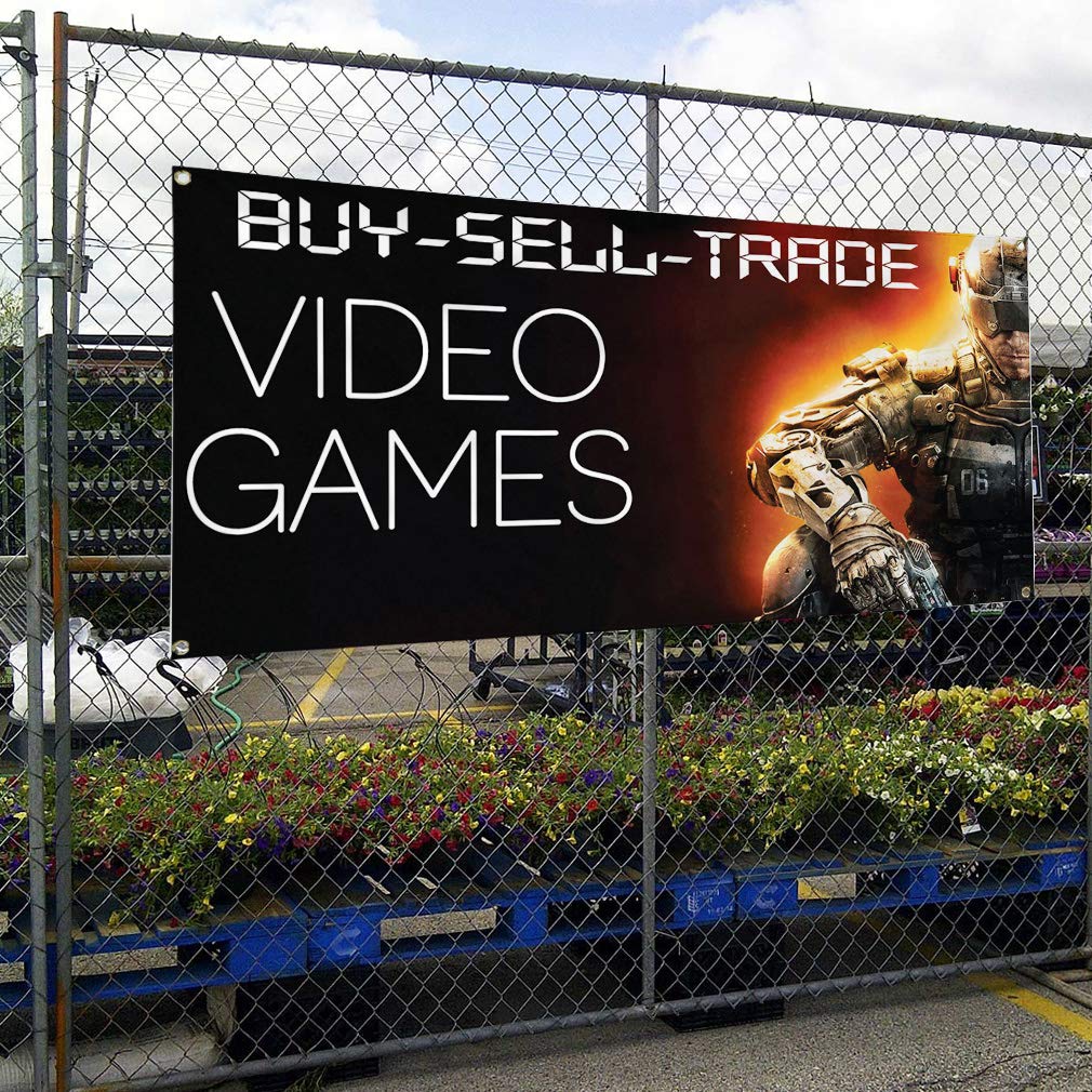 Vinyl Banner 24x36 Inches - Weatherproof Outdoor Yard Signs with 4 Grommets for Business, Trade Shows & Video Game Stores - Durable Industrial Signage for Advertising & Events