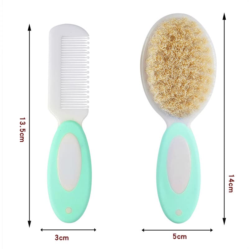 3-Piece Baby Hair Brush and Comb Set - Soft Goat Bristle Brush for Newborns & Toddlers, Cradle Cap Brush with Silicone Bath Brush & Plastic Comb - Gentle Hair Care for Infants, Kids (Perfect for Daily Grooming and Bath Time)