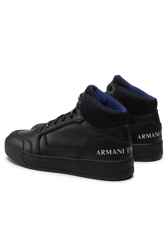 Armani Exchange Men's Hi-Top Black Sneakers - Stylish & Comfortable for Casual Wear, Running & Gym Workouts