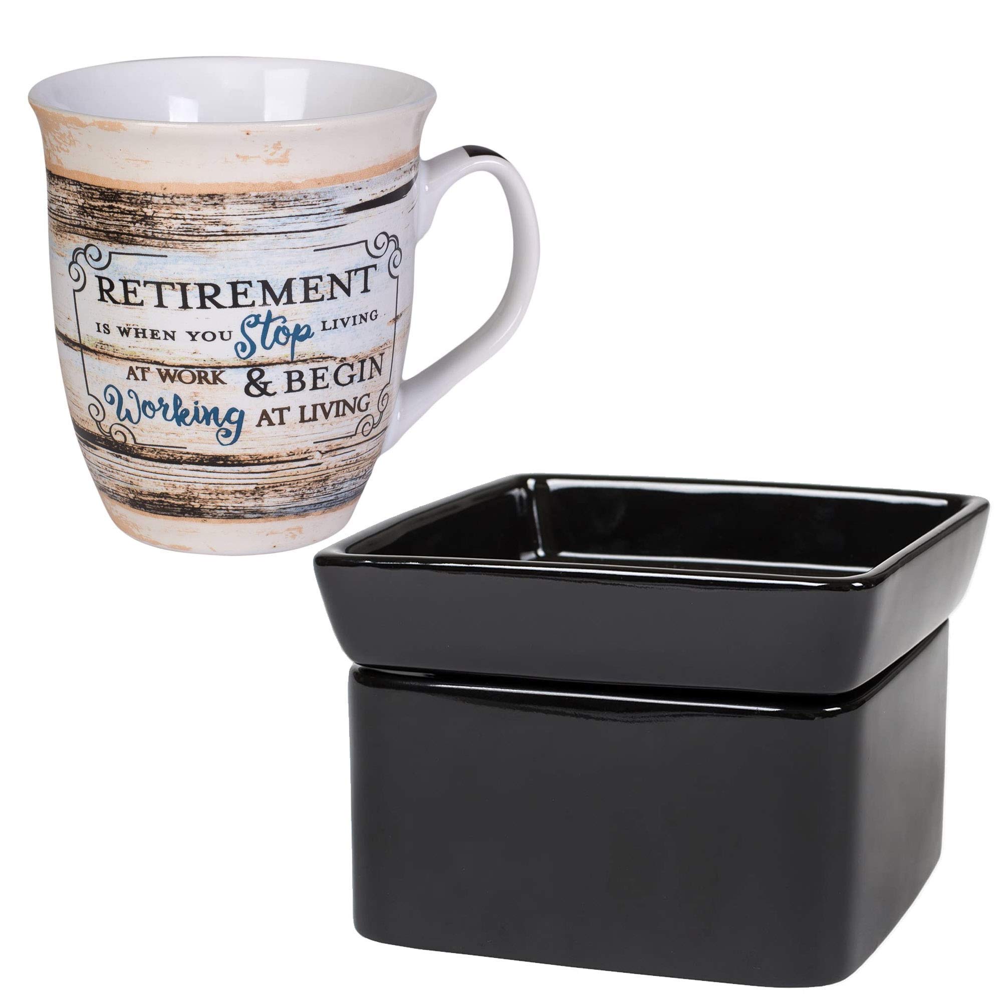 Elanze Designs Retirement Gift Set - 2-in-1 Ceramic Mug & Wax Warmer Jar Candle for Office, Home Decor - Perfect for Nurses, Teachers, Coworkers Retirement Party