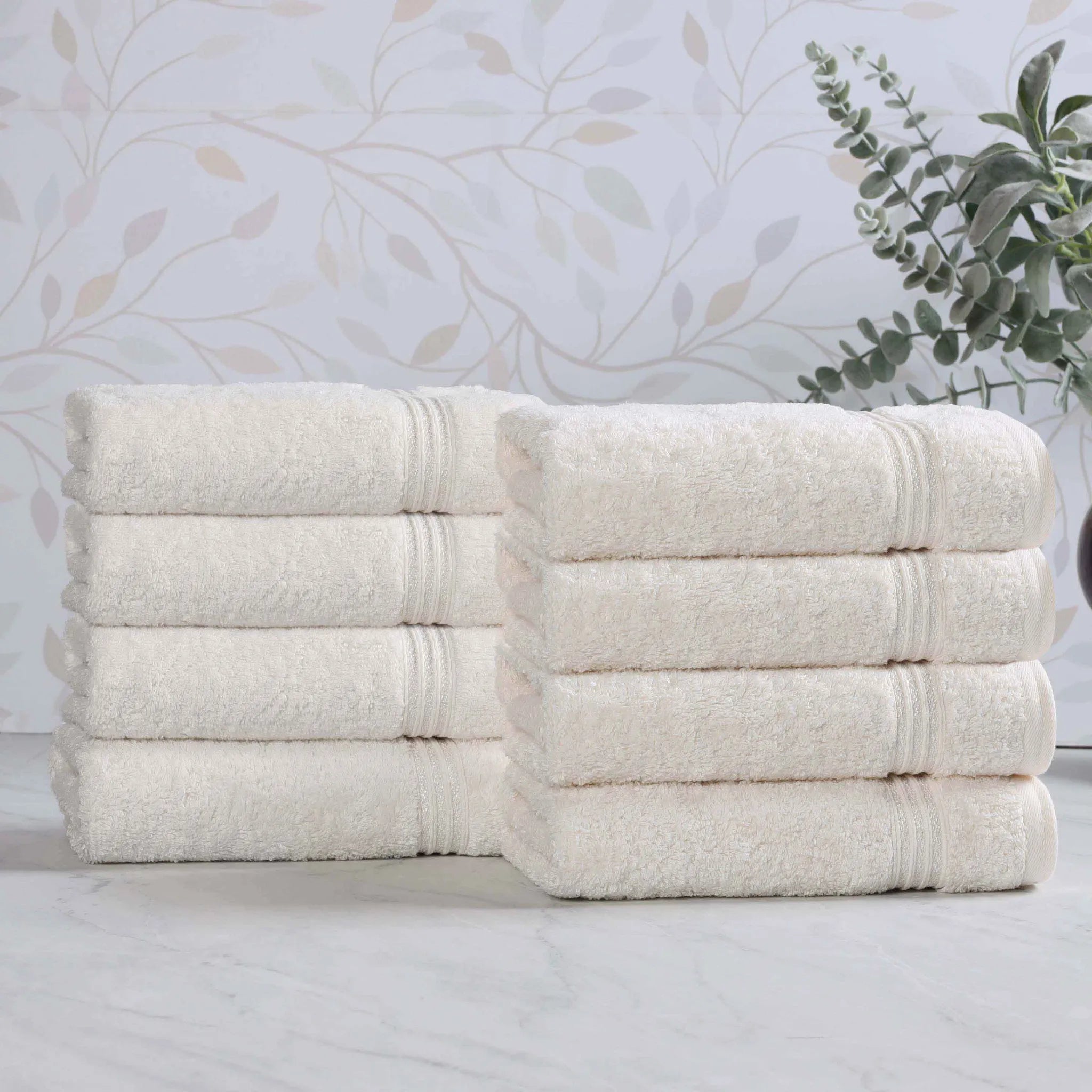 Premium 100% Egyptian Cotton Plush Hand Towels - Ultra Soft & Absorbent Bath Towel Set of 8 for Bathroom, Kitchen & Spa Luxury (24x16 Inches)