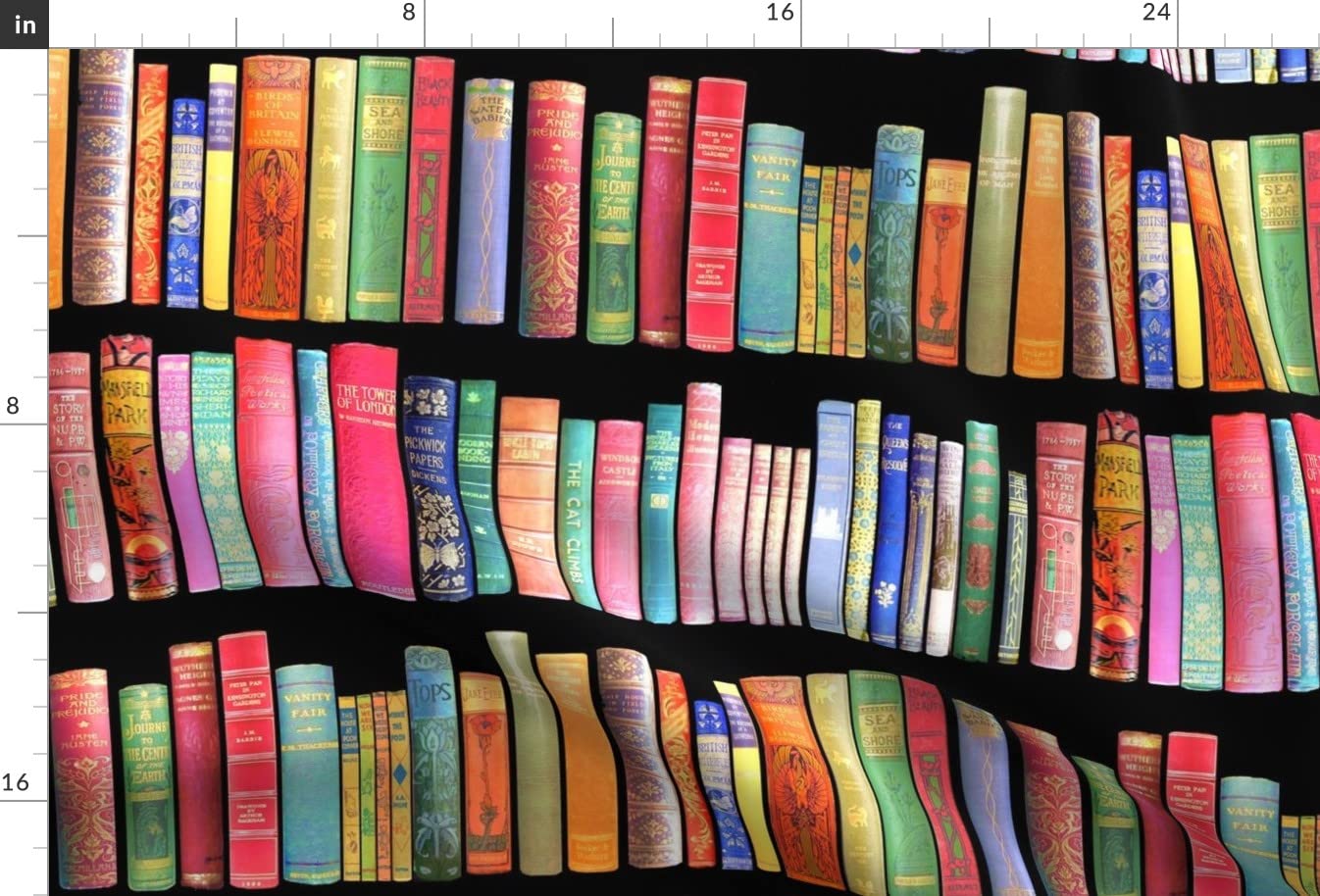 Antique Books Vintage Bookshelf Victorian Novelty Retro Library Printed Minky Fabric - Fat Quarter for Sewing Baby Blankets, Quilt Backing & Plush Toys - Soft DIY Craft Material for Nursery Decor, Home Decor Projects