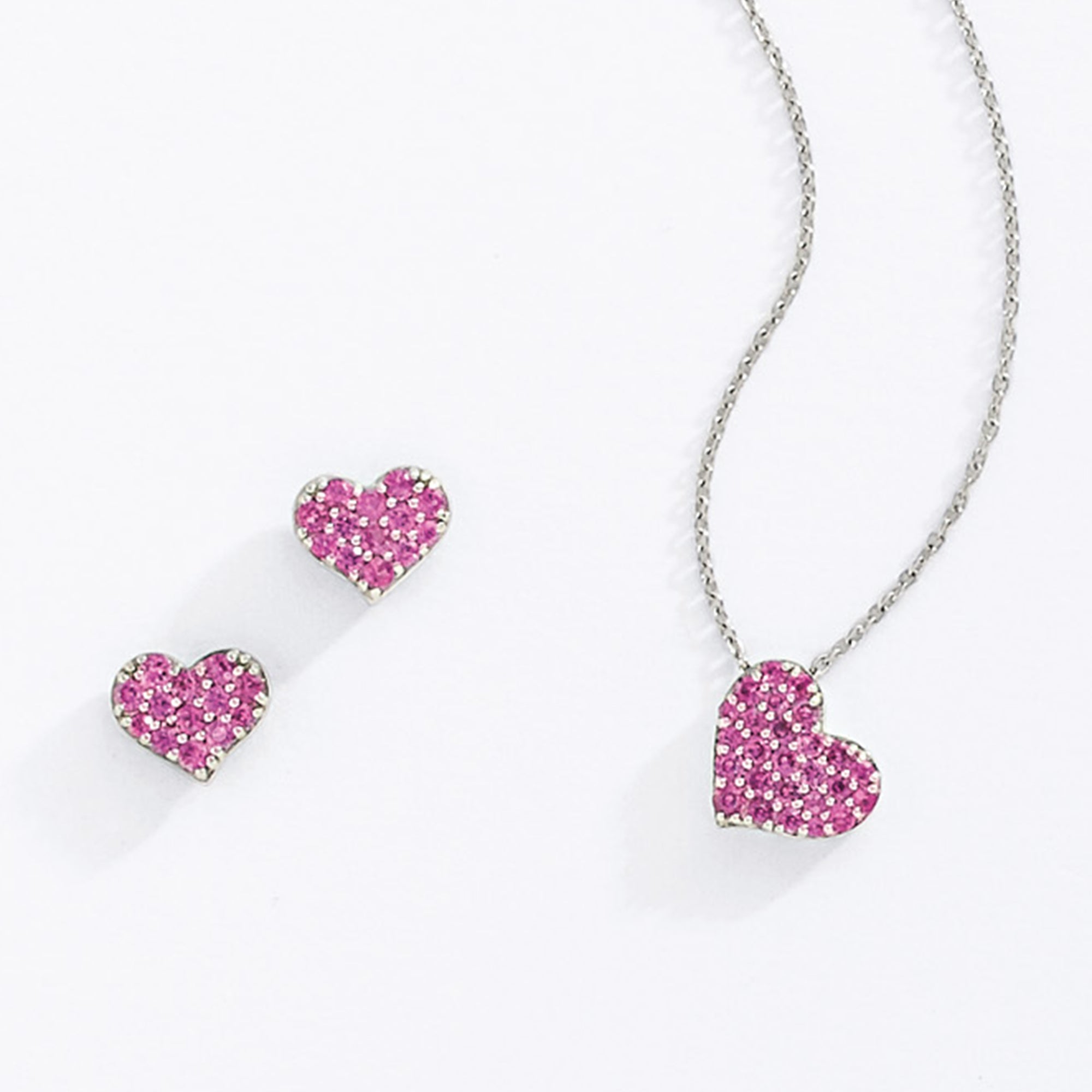 Elegant Pavé Pink Sapphire Heart Pendant Necklace for Women | 14K Gold Plated Romantic Jewelry Gift | Perfect for Valentine's Day, Anniversary & Special Occasions