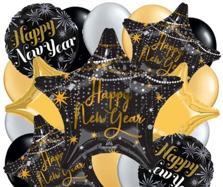 Helium-Filled Happy New Year Party Balloons Bulk Pack - 50 Count for Birthday, Wedding & Holiday Celebrations